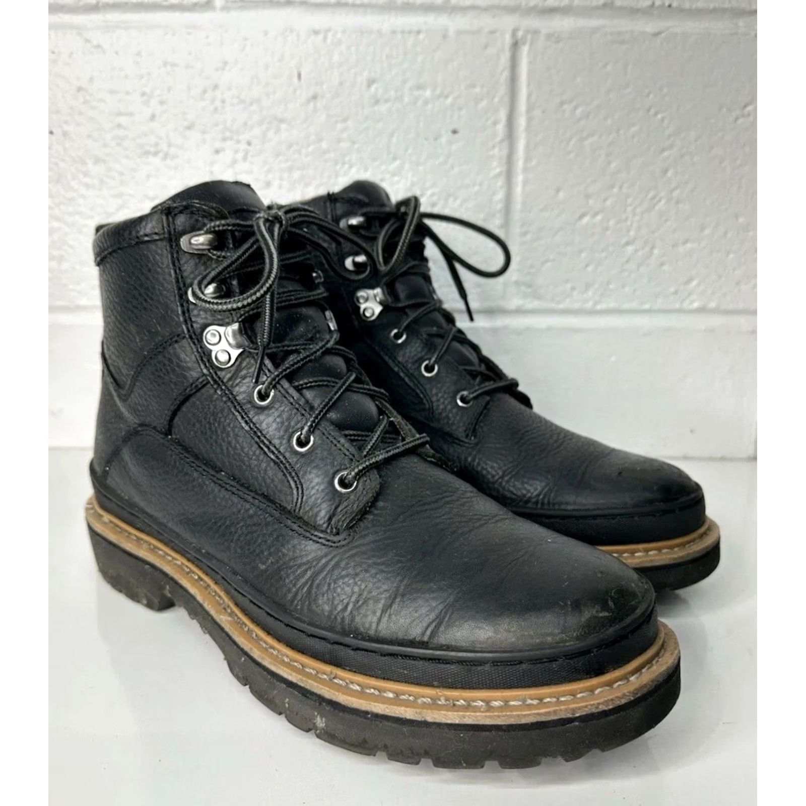 Vintage Chinook Workhorse II Black Leather Work Boots Soft Toe Men’s 12 6” Size US 12 / EU 45 - 2 Thumbnail