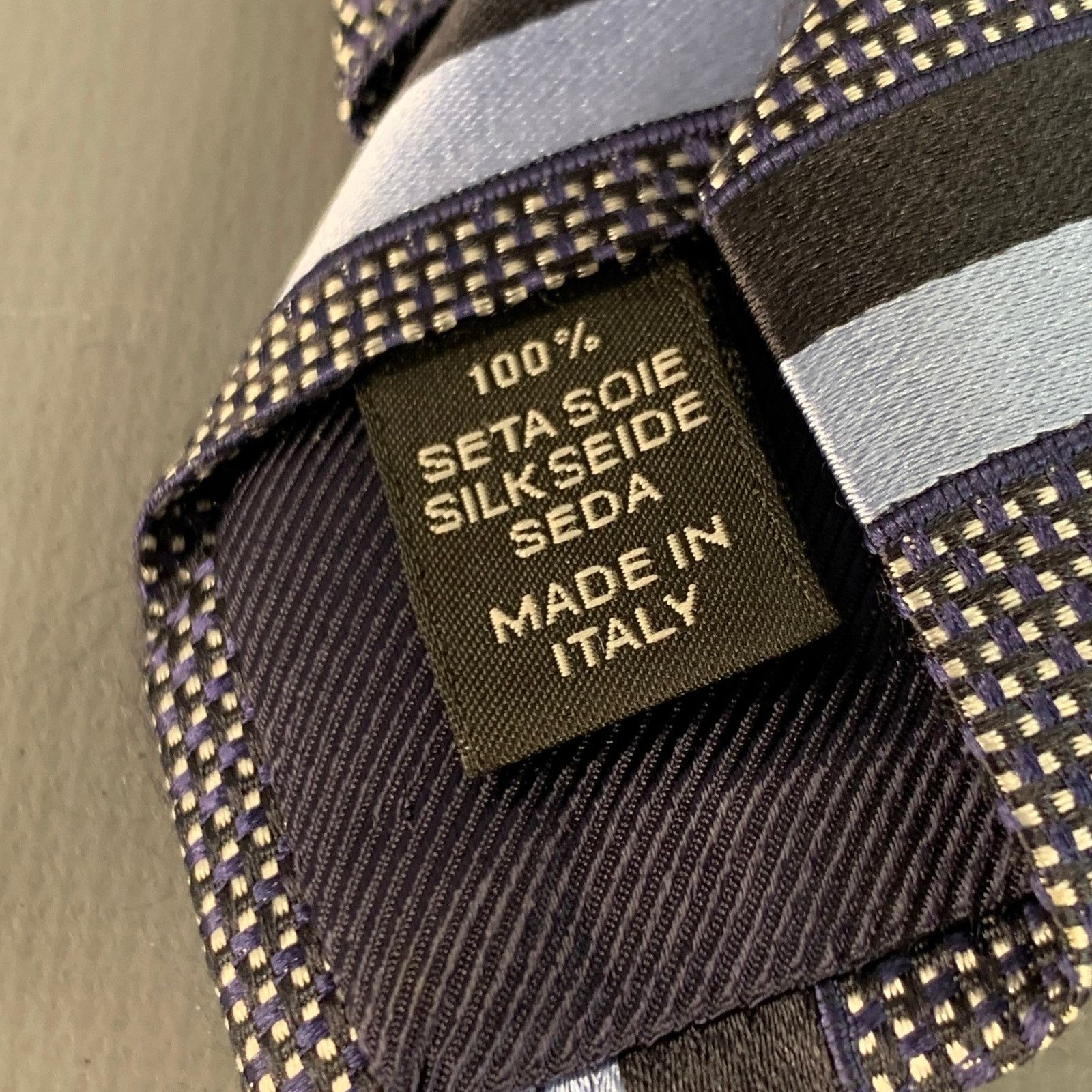 Ermenegildo Zegna Size One Size Black Blue Diagonal Stripe Silk Tie Size ONE SIZE - 8 Thumbnail