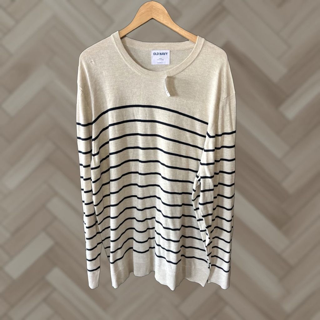 Old Navy Old Navy Womens Ivory Striped Long Sleeve Knit Pullover Sweatshirt 4XL Long Sleeve Knit Pullover Ivory Striped Shirt Womens 4XL Size XXL / US 16-18 / IT 52-54 - 1 Thumbnail