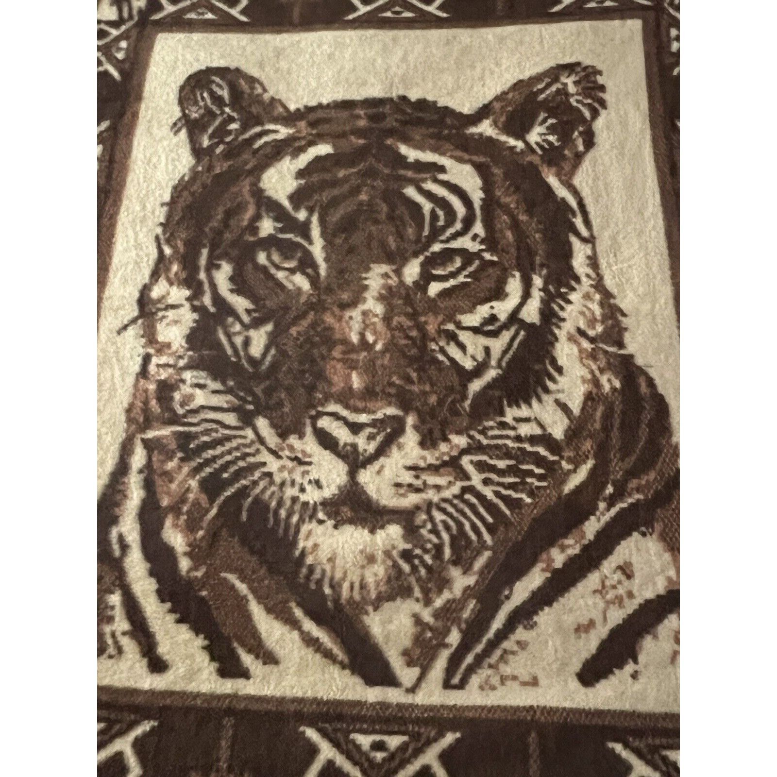 Vintage Bengal Tiger Reversible Blanket Throw 61x51 Animal P
