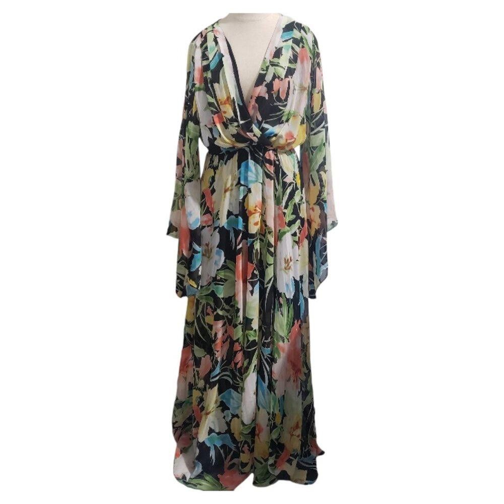 Designer CT1943 Meghan Los Angeles Floral Evening Maxi Dress L Size L / US 10 / IT 46 - 1 Thumbnail