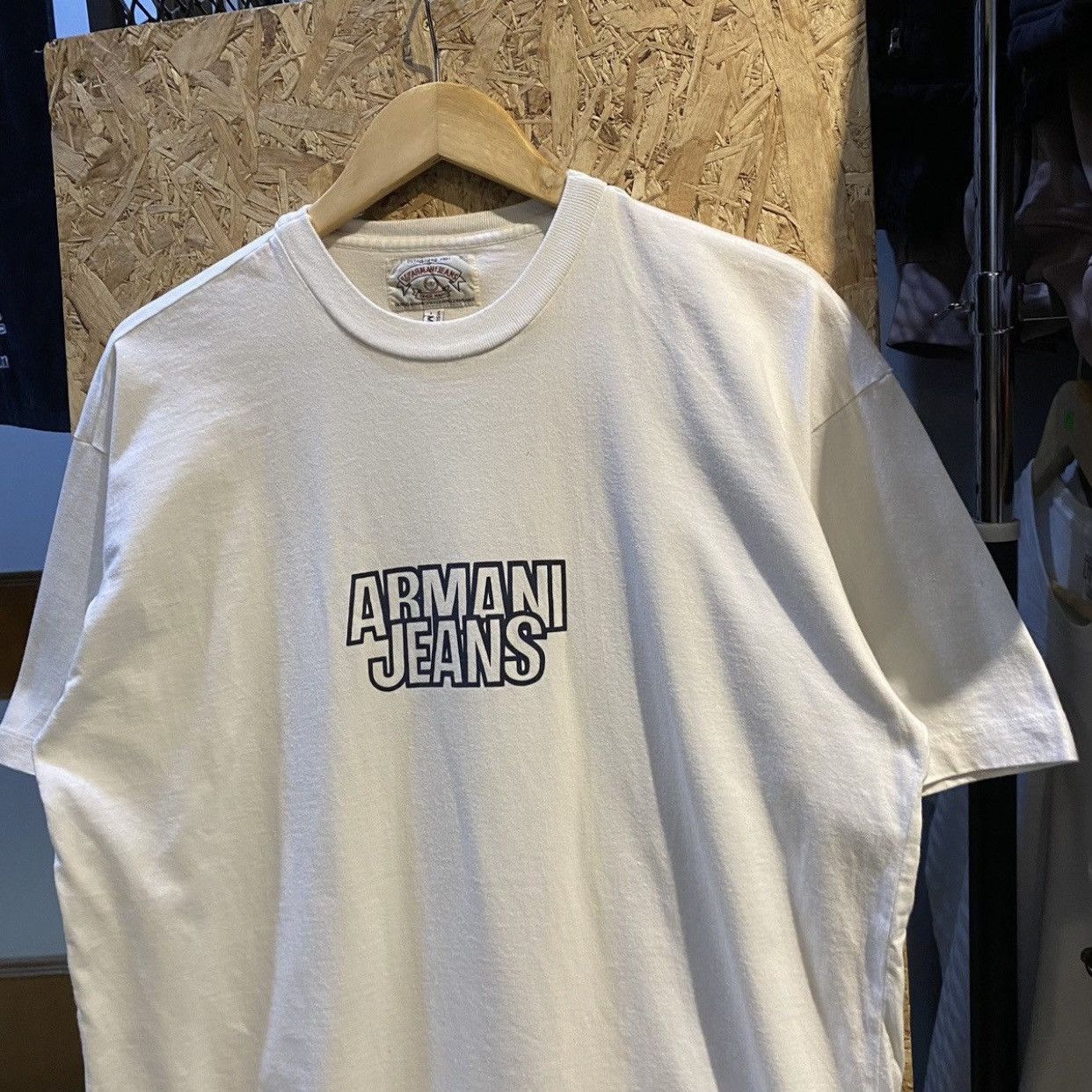Giorgio Armani Vintage 90s Armani Jeans Logo White Tee Made in Italy Size US M / EU 48-50 / 2 - 3 Thumbnail