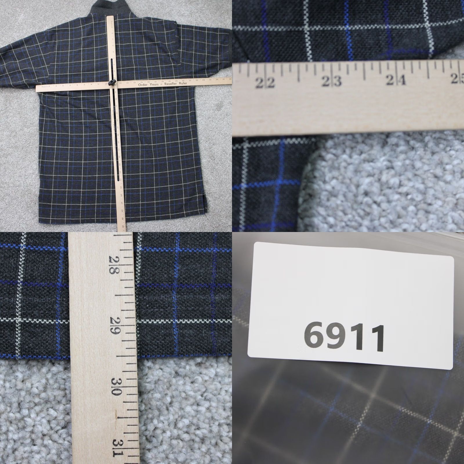 Gant GANT Polo Shirt Men M Gray/Blue Checkered 100% Cotton Short Sleeve Pullover Size US M / EU 48-50 / 2 - 8 Thumbnail