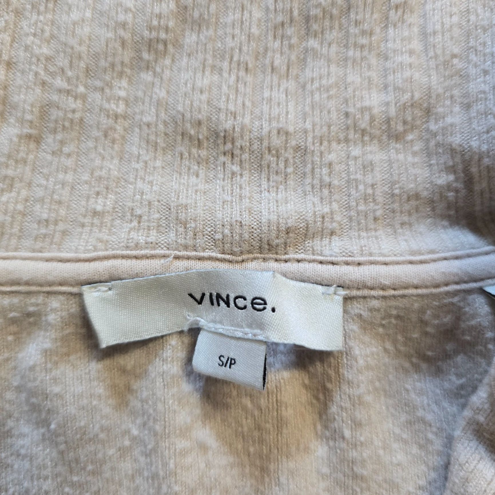 Vince Vince Top Womens Size S Beige Ribbed 1/4 Zip Knit Long Sleeve Casual Capsule Shirt Size S / US 4 / IT 40 - 5 Thumbnail