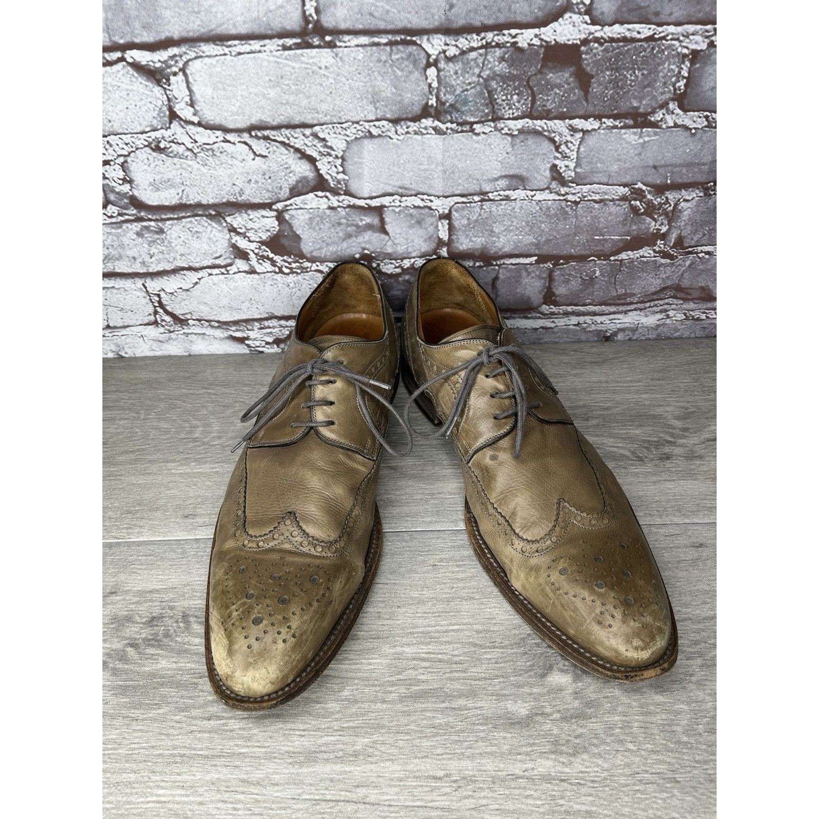 Magnanni MAGNANNI Gray Leather Brogue Wingtip Derby Lace Dress Shoes Size US 11 / EU 44 - 14 Thumbnail