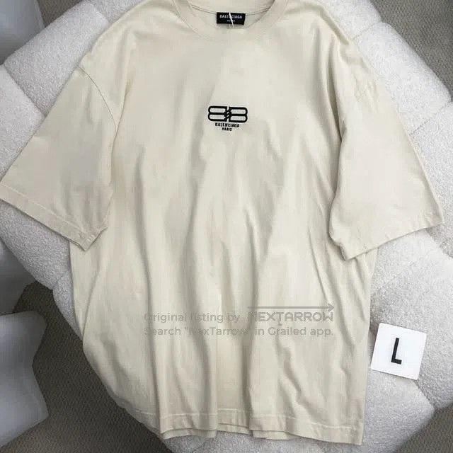 Balenciaga Balenciaga Beige Double B Short Sleeve Size US L / EU 52-54 / 3 - 1 Thumbnail
