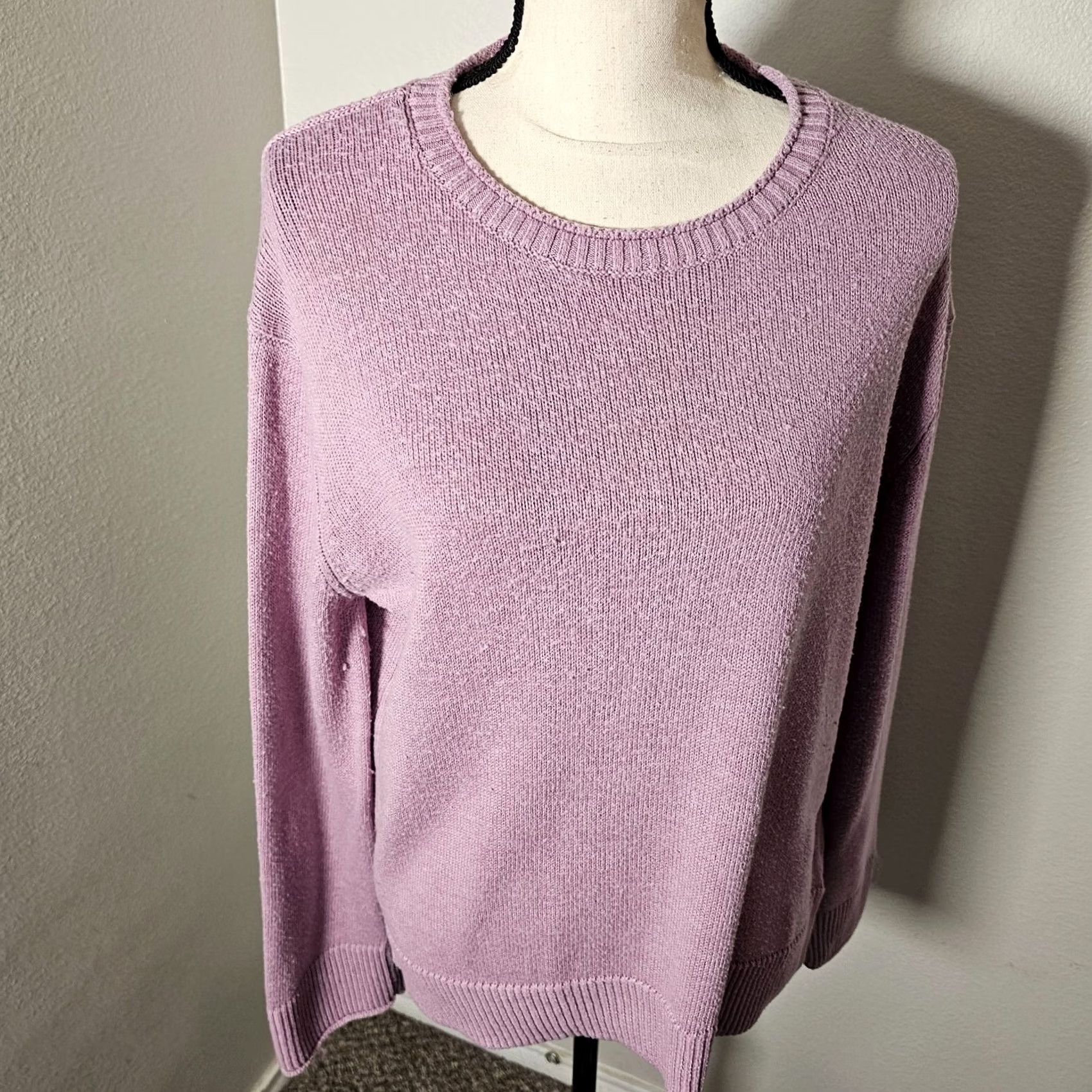 Vintage Ella Moss Womens Long Sleeve Pullover Sweater Sz M Purple Crew Neck Casual Pullover Knit" Size M / US 6-8 / IT 42-44 - 5 Thumbnail