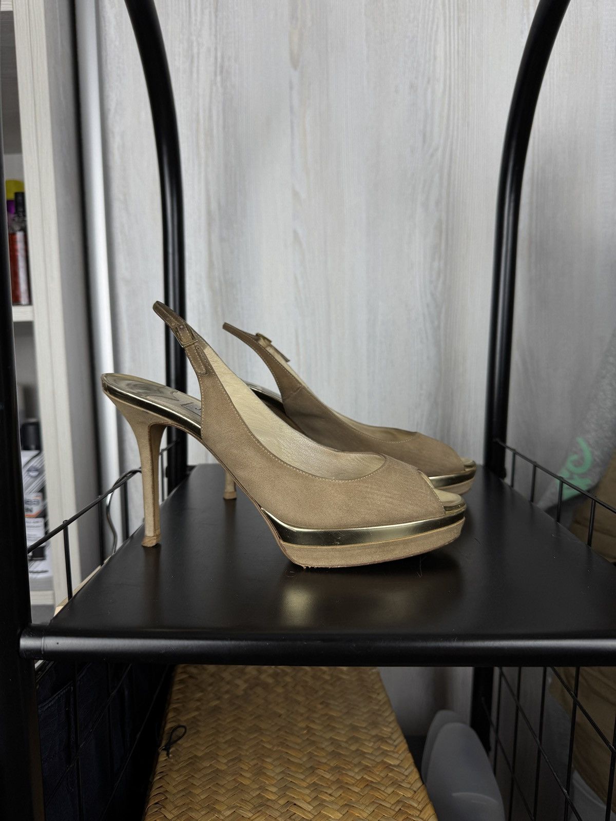 Jimmy Choo JIMMY CHOO Suede Mirrored Platform Open Toe Heels Pumps 7.5 Size US 7.5 / IT 37.5 - 2 Thumbnail