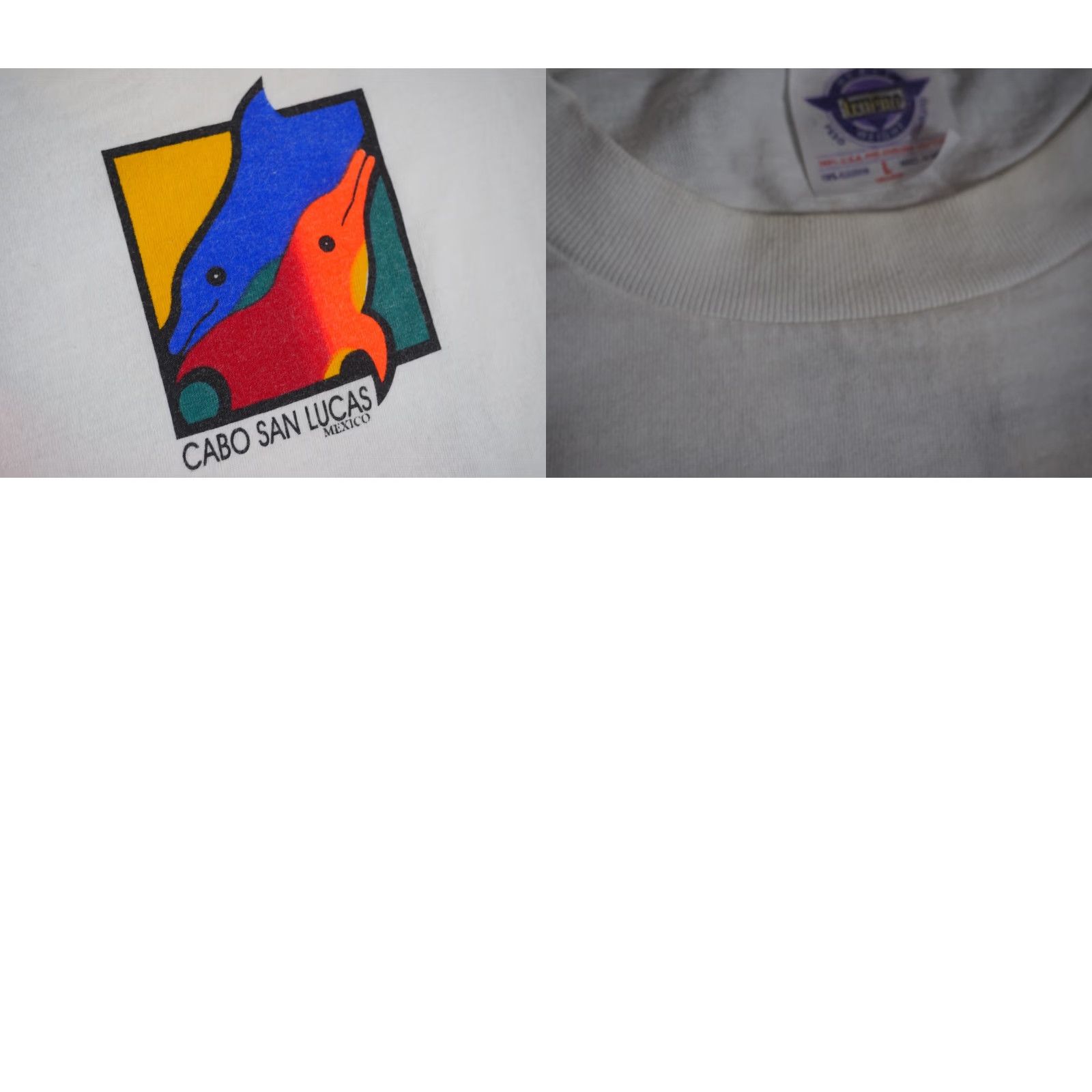 Vintage VINTAGE 90s Cabo San Lucas Mexico Dolphin Travel Graphic Print White Tee T-Shirt Mens L Size US L / EU 52-54 / 3 - 8 Thumbnail