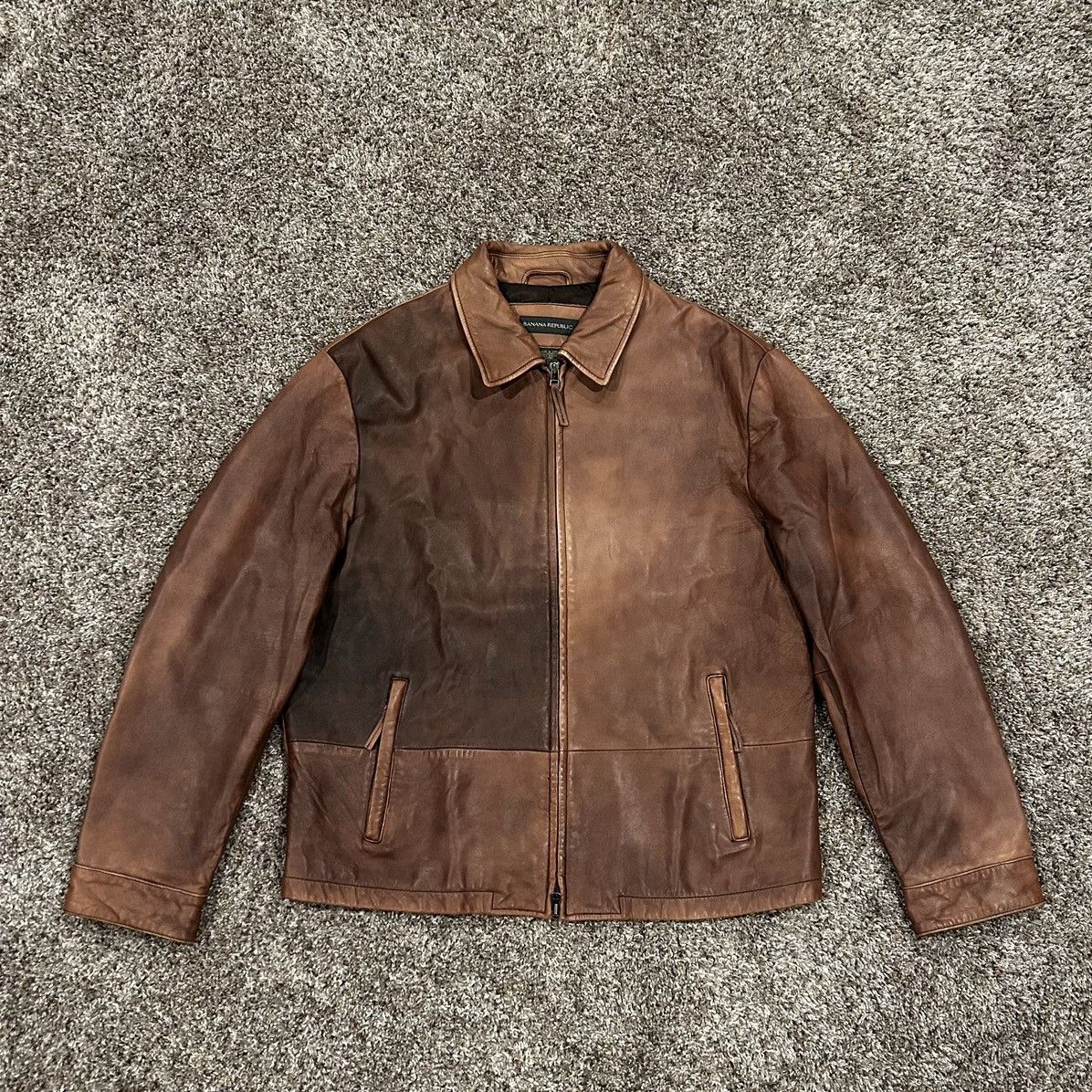00s BANANA REPUBLIC cowhide leather JKT Vintage Banana Republic