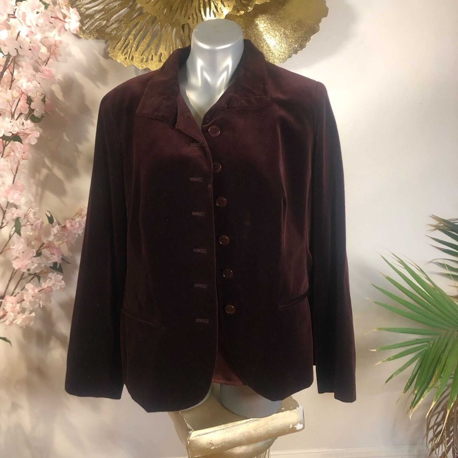 Polo Ralph Lauren Velvet blazer Jacket. Button down high neck. Size XL / US 12-14 / IT 48-50 - 2 Thumbnail
