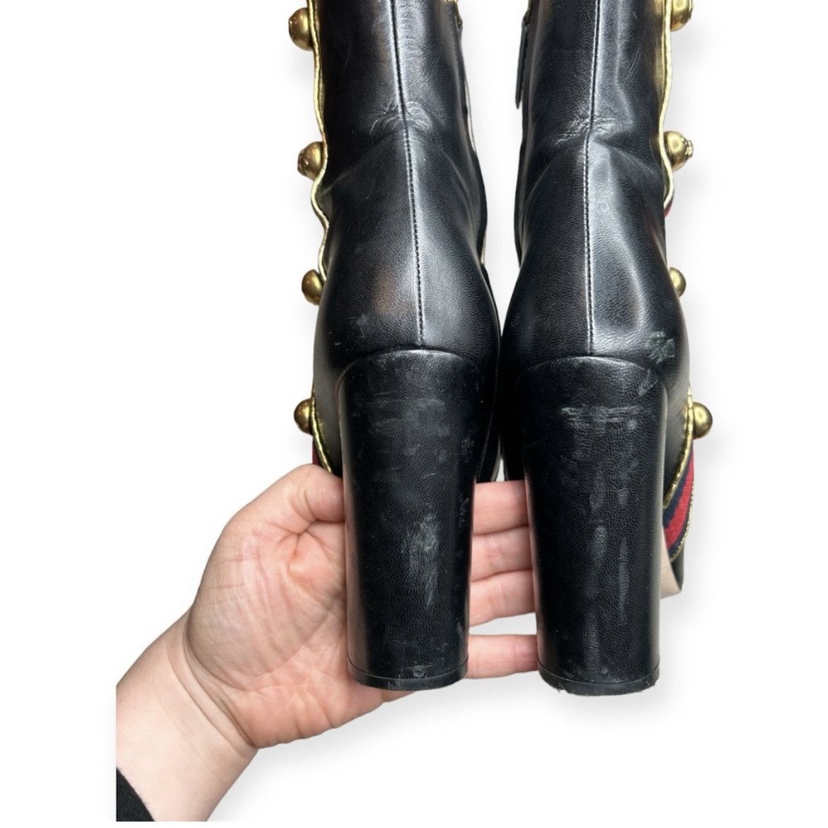 Gucci GUCCI Carly Sylvie Web Stripe Black Ankle Boots EU 38 US 8 Size US 8 / IT 38 - 8 Thumbnail