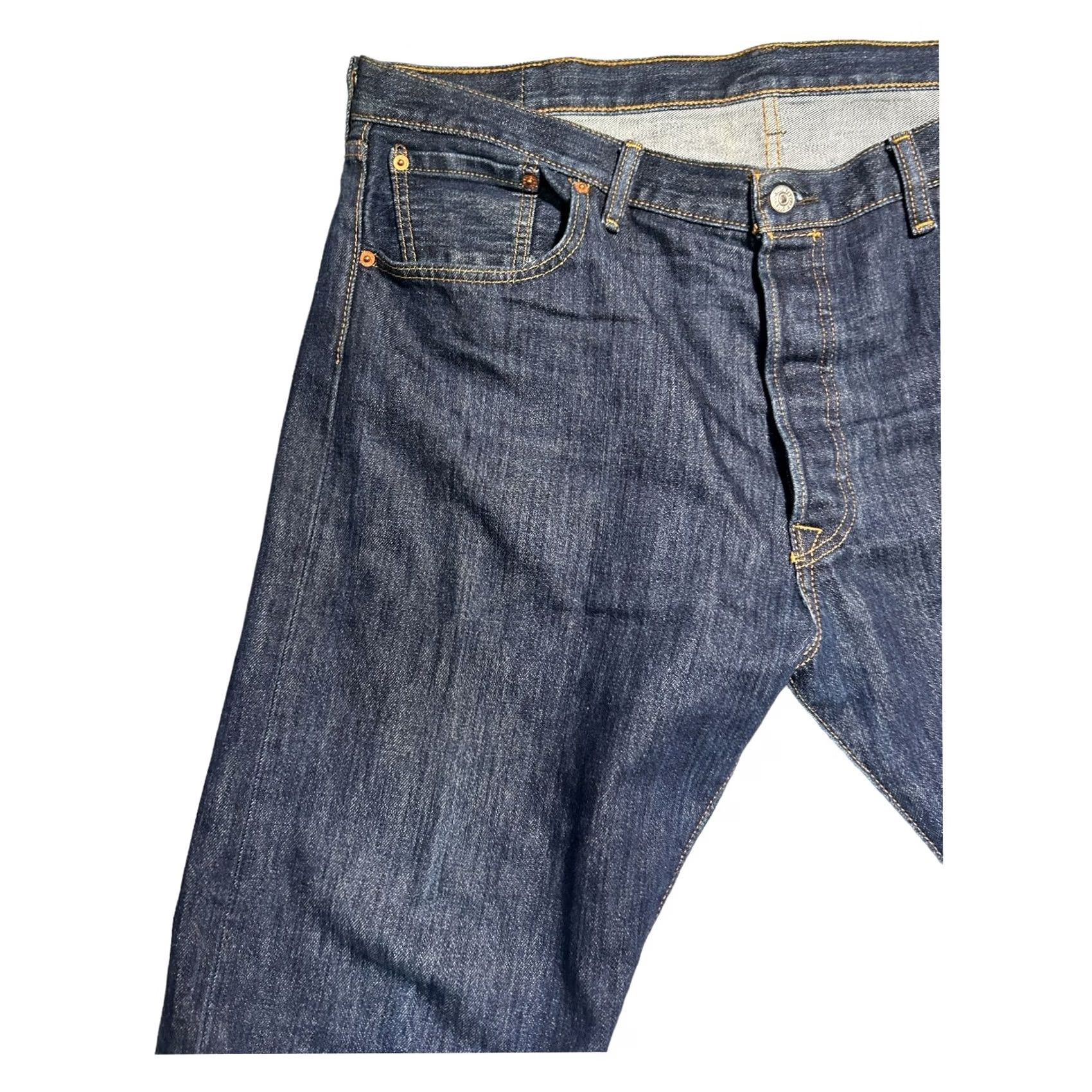Levi's VINTAGE Levi's 501 Jeans Dark Blue Straight Jeans 40x32 5Buttons Men’s USA 90s Regular Blue Denim Cotton Blend Size US 40 / EU 56 - 2 Thumbnail