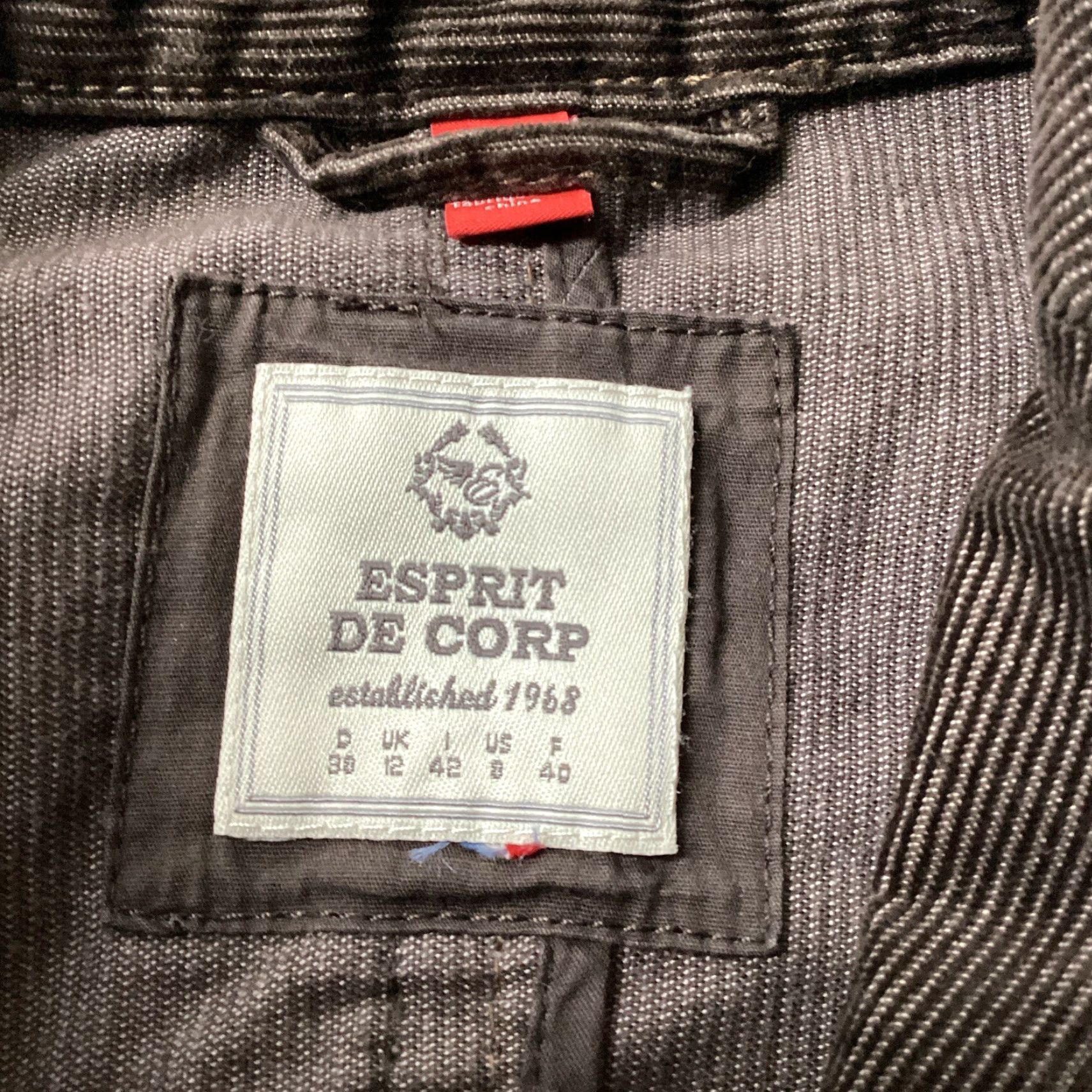 ESPIRIT VINTAGE Espirit Corduroy Cropped Blazer Women 8 Brown Pockets Preppy 90s Academia Cardigan? Size M / US 6-8 / IT 42-44 - 3 Thumbnail