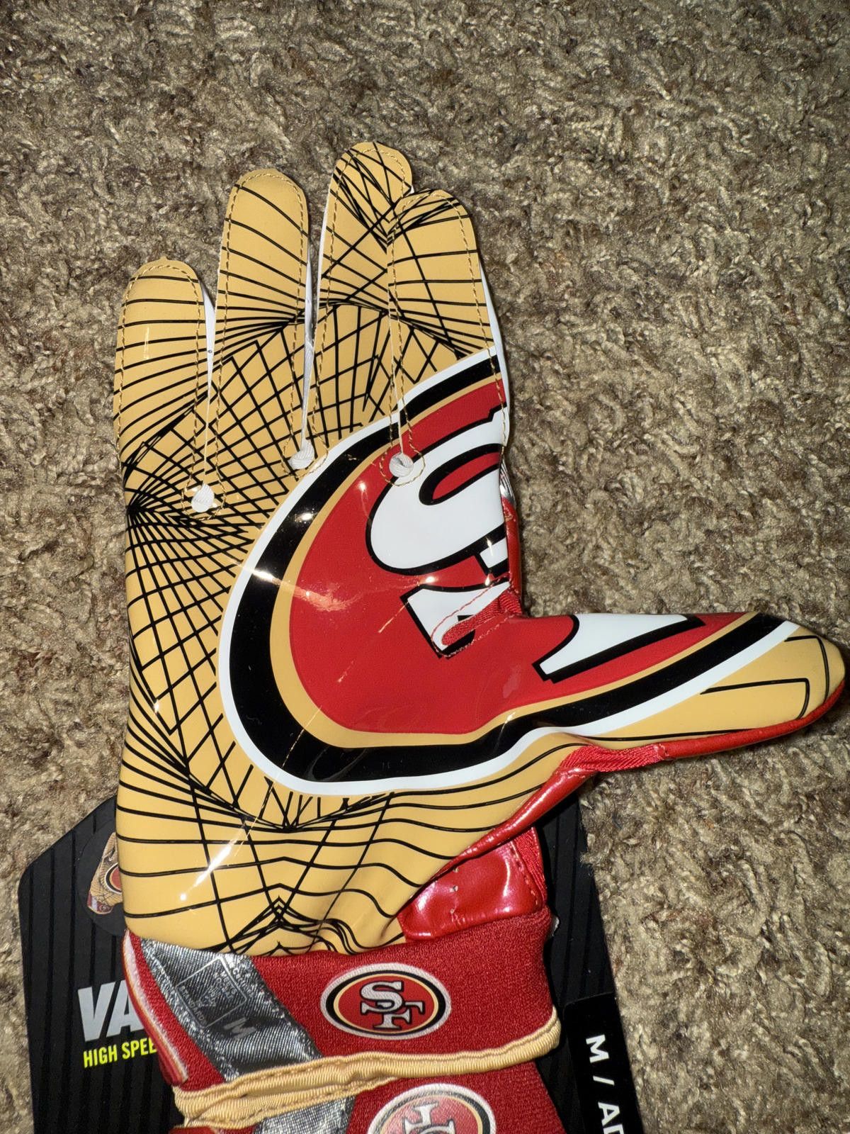 Nike Nike Vapor Jet 4 San Francisco 49ers NFL Football Gloves Size ONE SIZE - 9 Thumbnail