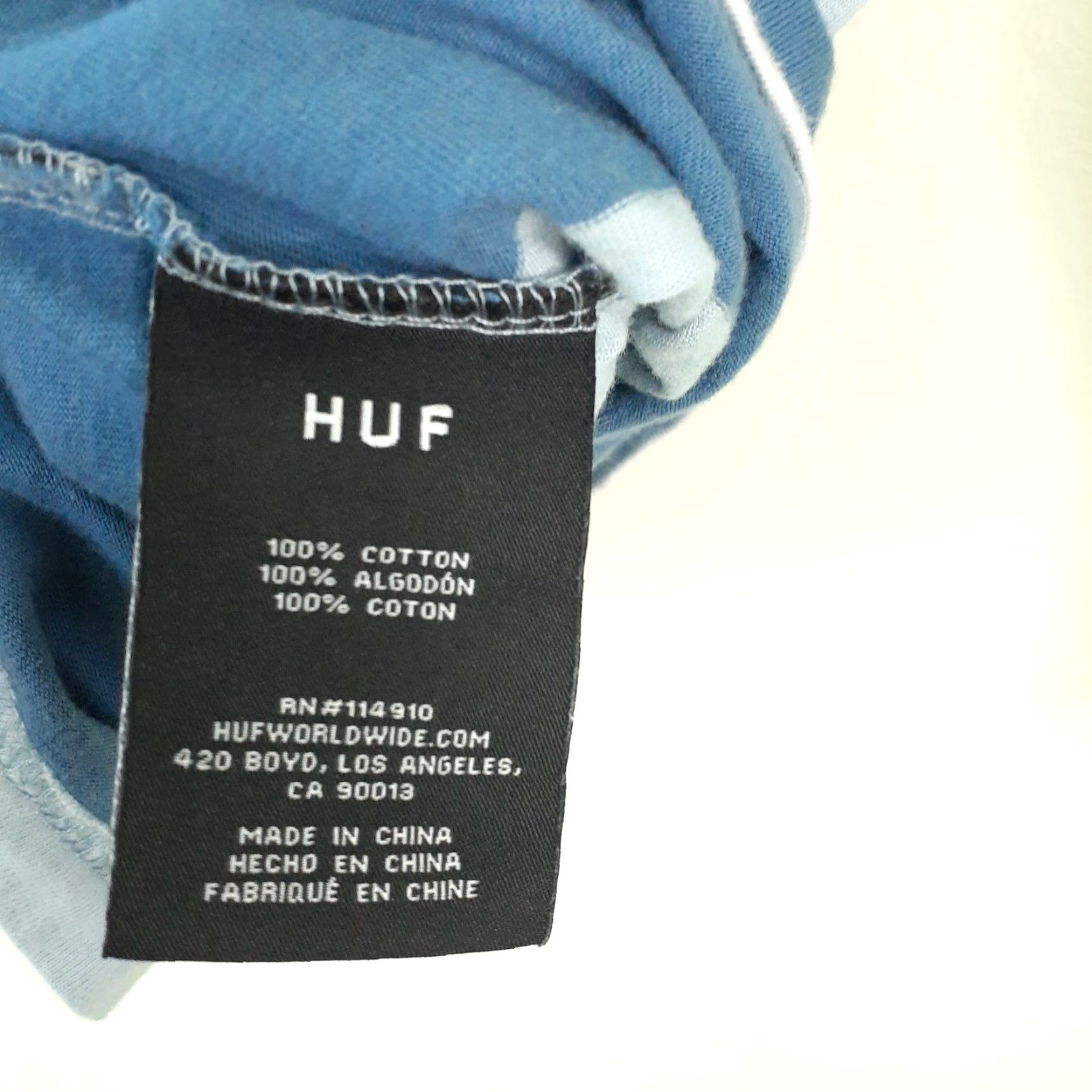 Huf HUF Worldwide Long Sleeve Striped T-Shirt Mens Medium Blue Size US S / EU 44-46 / 1 - 8 Thumbnail