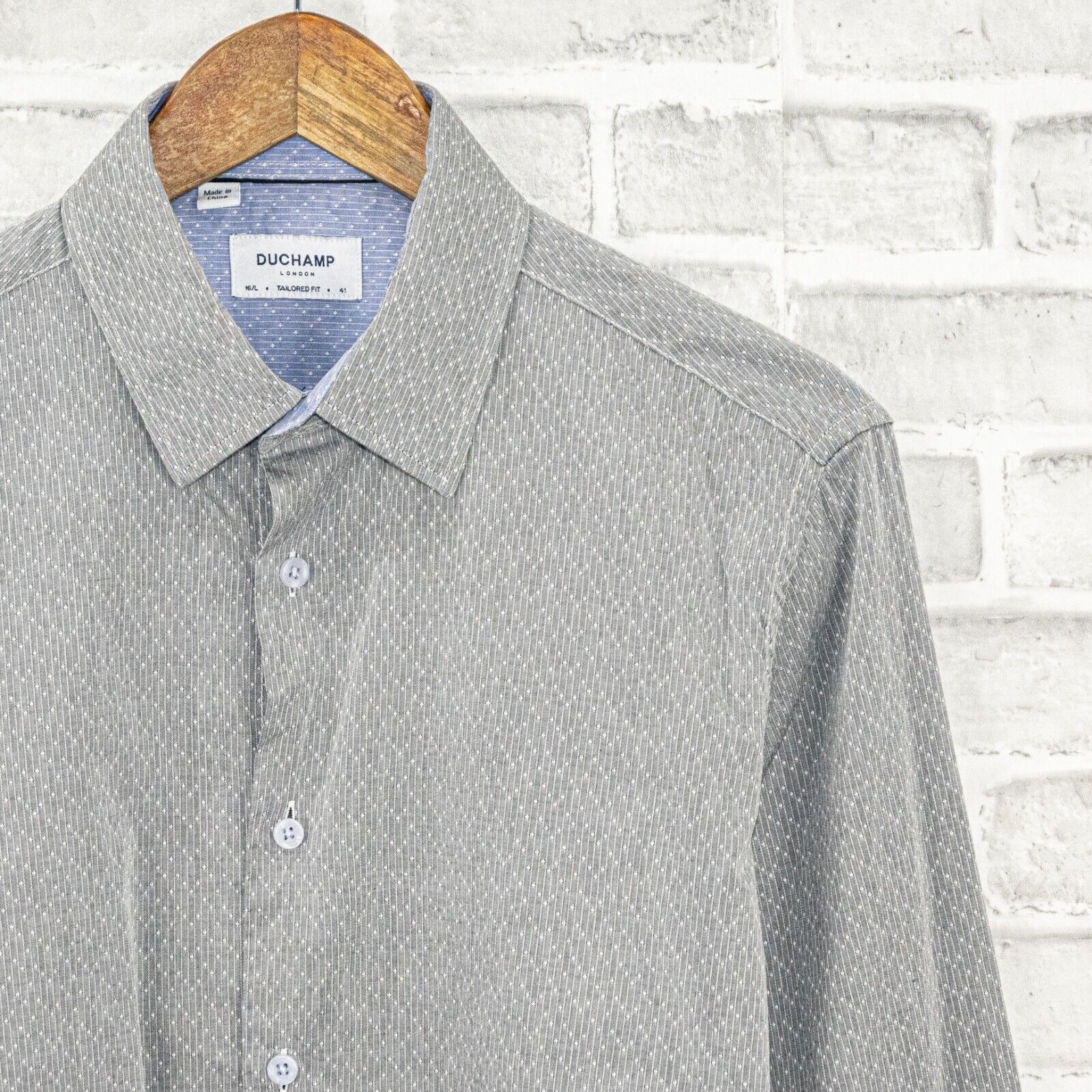 Duchamp DUCHAMP London Tailored Fit Button up Shirt Gray textured Size US L / EU 52-54 / 3 - 1 Thumbnail