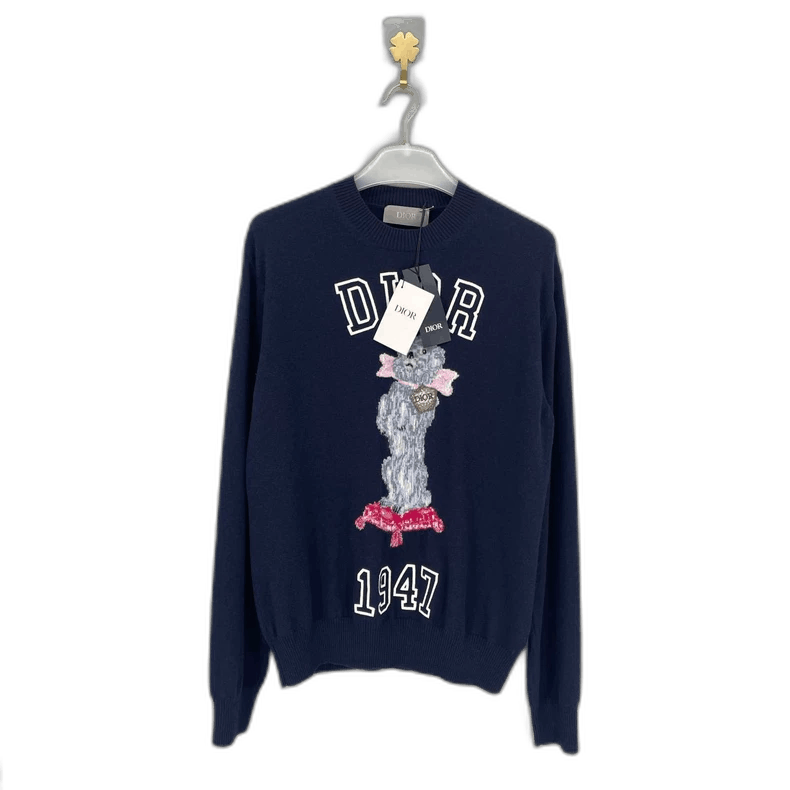 Dior Dior Dark Blue Dog Pattern Knitted Sweater Size US L / EU 52-54 / 3 - 1 Thumbnail