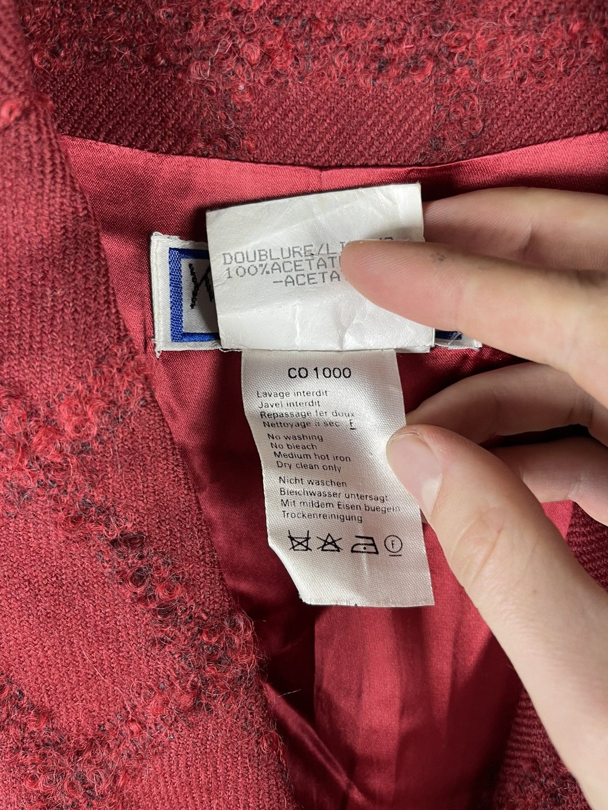 Yves Saint Laurent Yves Saint Laurent Variation 80s Wool Skirt Suit Burgundy Size XL / US 12-14 / IT 48-50 - 20 Thumbnail