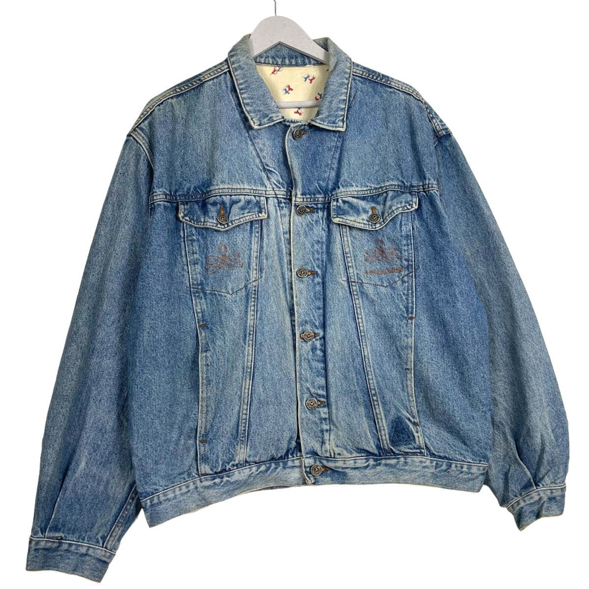 Other 💥80s THE WALL ITALY BOMBER DENIM JACKET Size US M / EU 48-50 / 2 - 3 Thumbnail