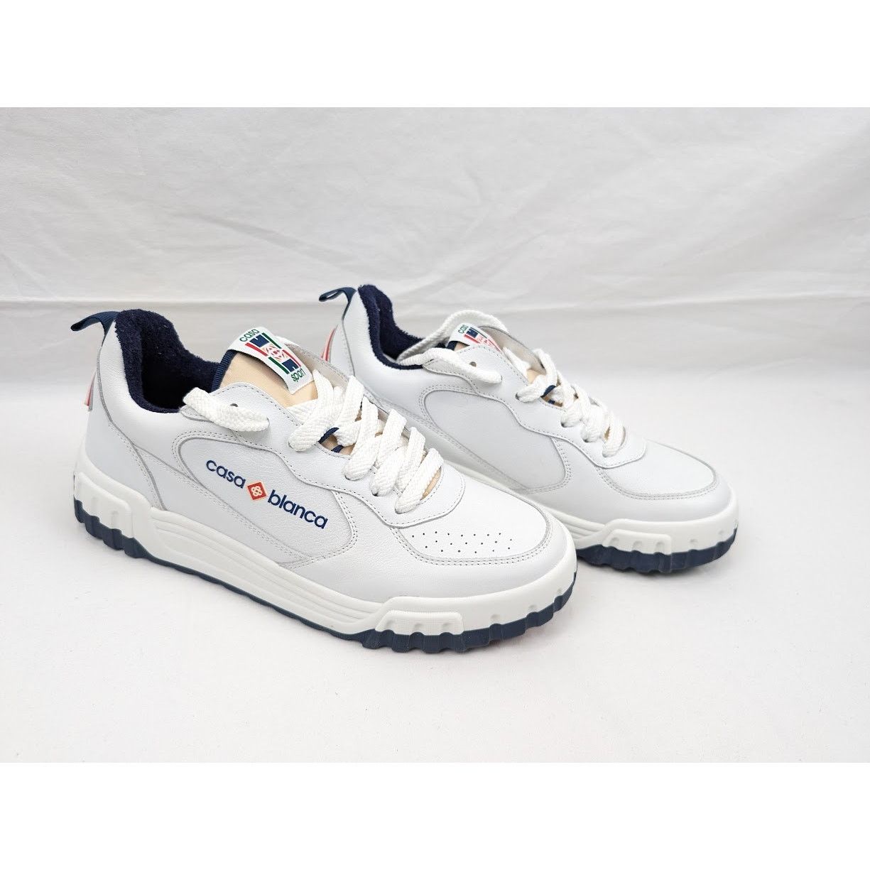 Casablanca o1rshd1 Men's Court Sneakers in White Navy Size US 9 / EU 42 - 13 Thumbnail