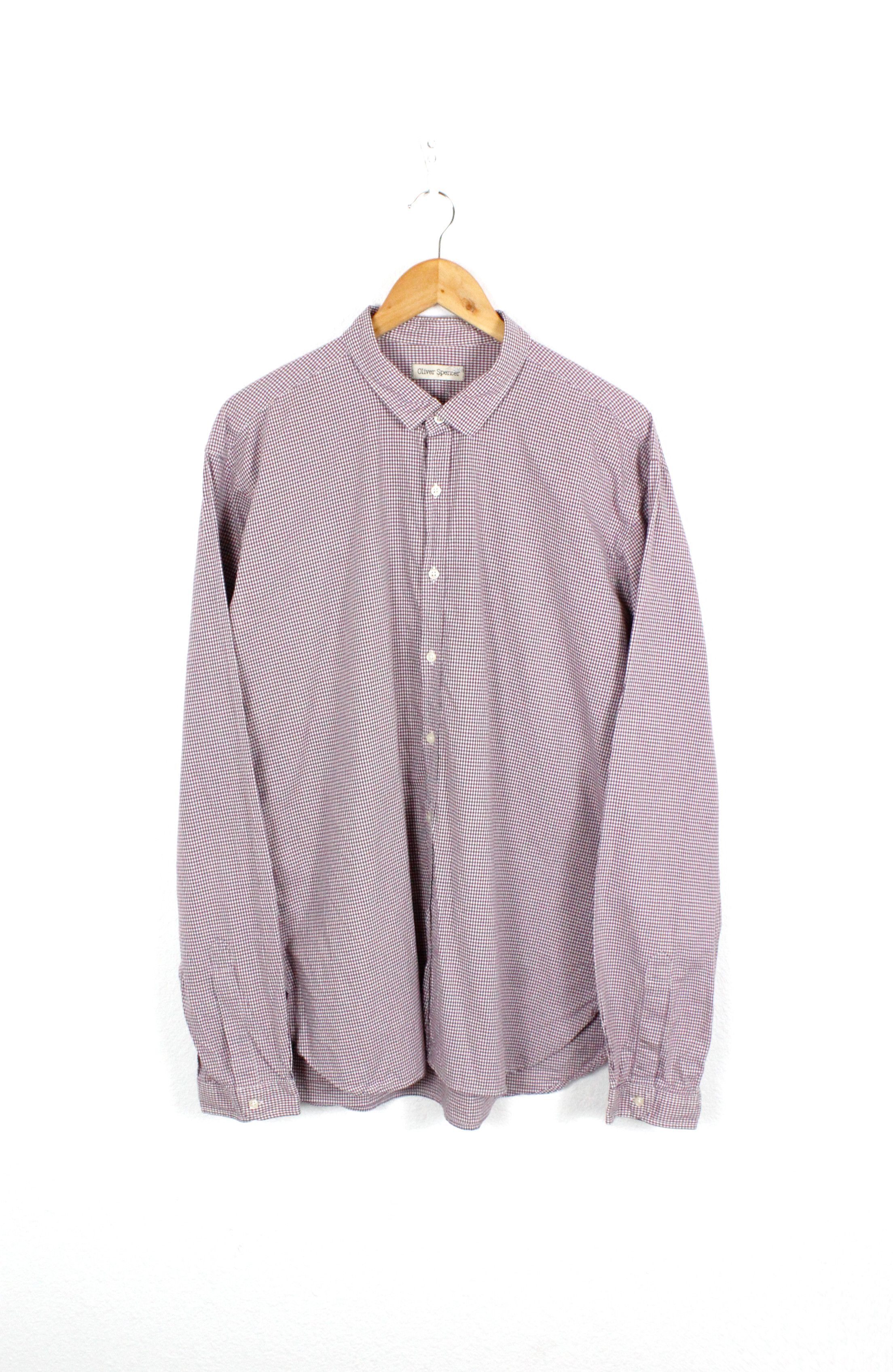 Oliver Spencer × Vintage Oliver Spencer Burgundy Check Heritage Shirt Size US XL / EU 56 / 4 - 1 Thumbnail