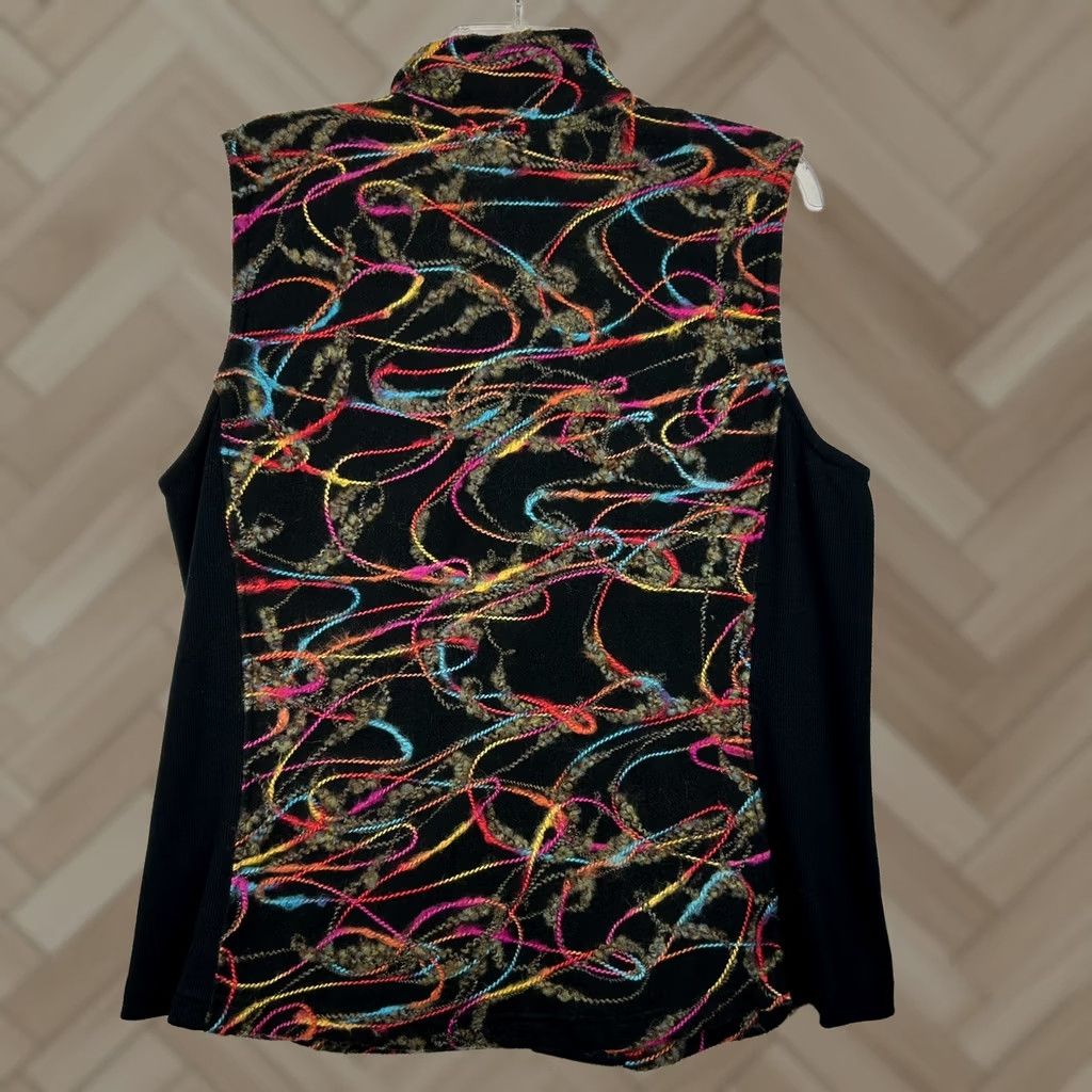 Coldwater Creek Art to Wear Vest Womens L Black Zip Textured Yarn Old Money Artsy Size L / US 10 / IT 46 - 1 Thumbnail