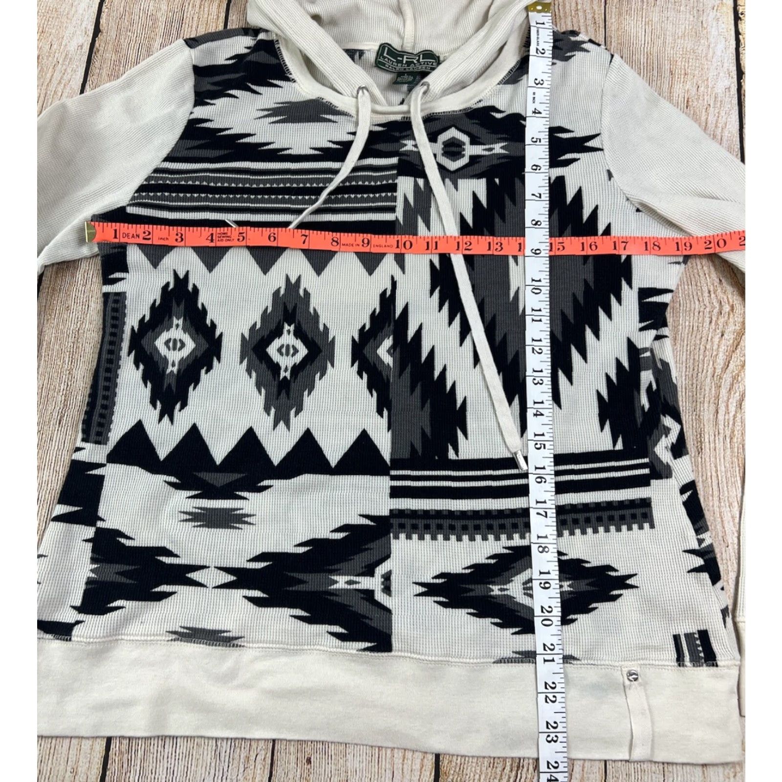 Ralph Lauren Lauren Ralph Lauren Active Shirt Womens L Hooded Pullover Thermal Aztec Geometric Pattern Hoodie Pullover Casual Crew Neck Multicolor 100% Cotton Size L / US 10 / IT 46 - 3 Thumbnail