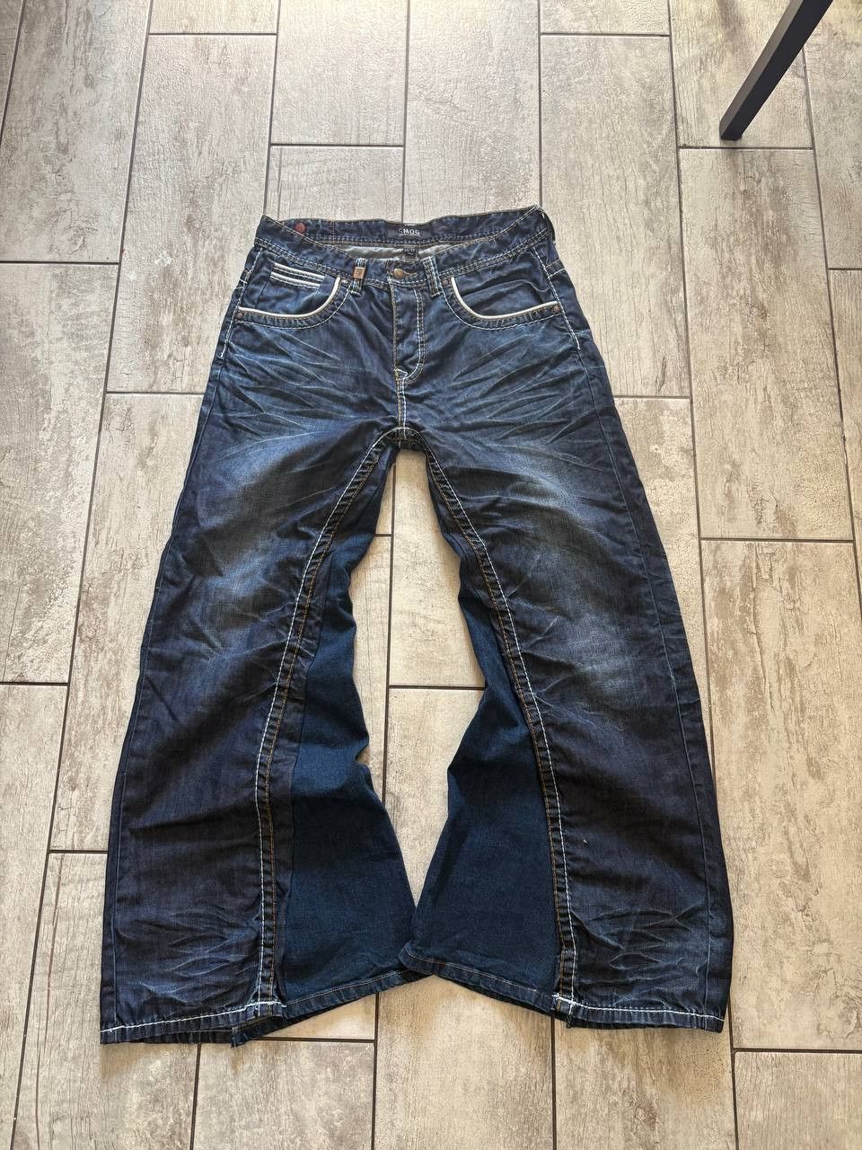 Japanese Brand rare flared navy handmade streetwear jeans Size US 34 / EU 50 - 4 Thumbnail