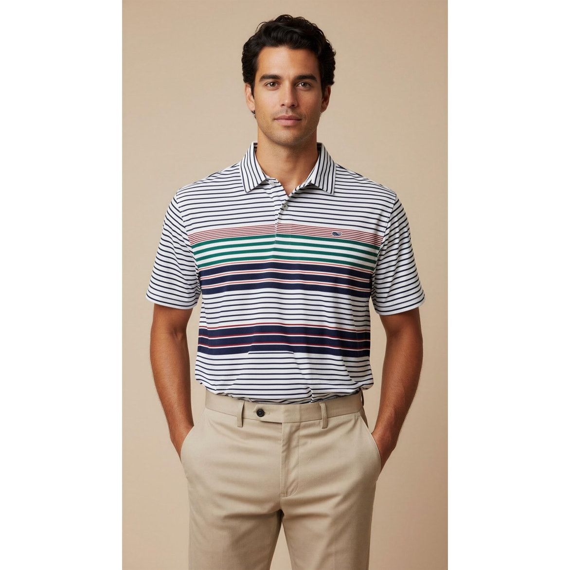 Vineyard Vines Vineyard Vines Men's Medium Striped Performance Polo Shirt Size US M / EU 48-50 / 2 - 1 Thumbnail
