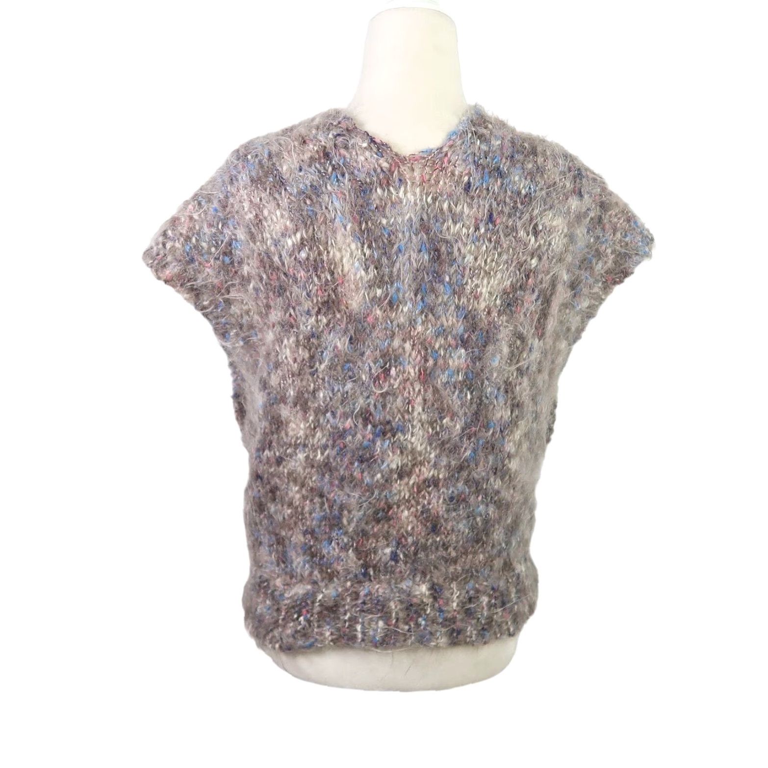 Vintage VINTAGE 80s Gray Mohair Knit Tie Front Sweater Vest Women L Sleeveless Marled Fuzzy Fashion Casual Knitwear Size L / US 10 / IT 46 - 5 Thumbnail