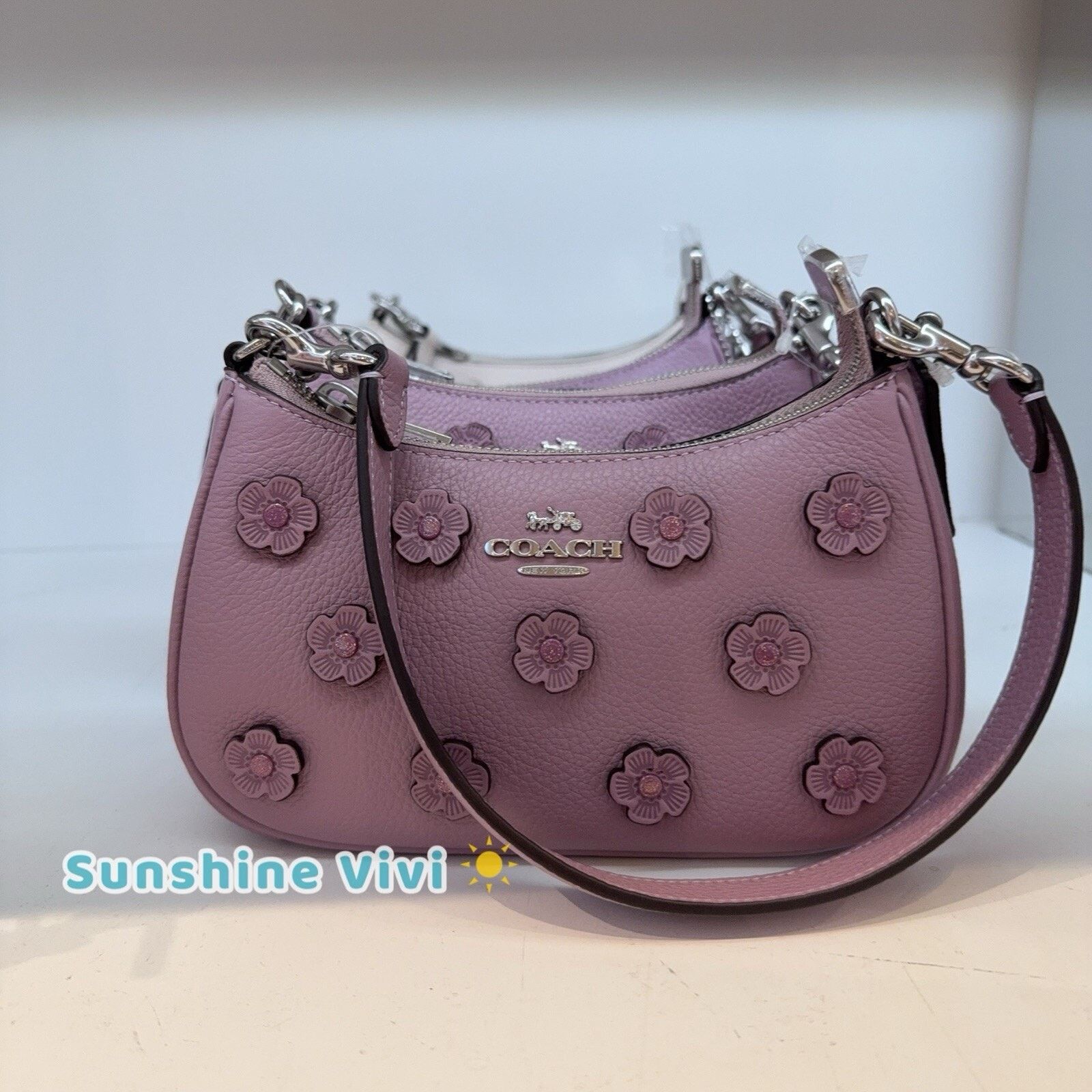 NWT Coach Teri Mini Crossbody Bag Floral Caj98 in Purple, Women's