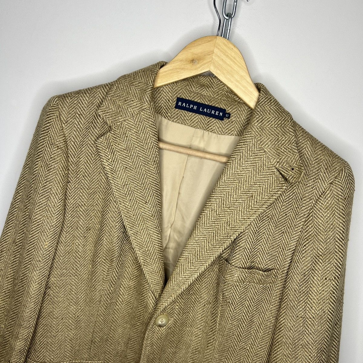 Polo Ralph Lauren × Ralph Lauren × Vintage Polo Ralph Lauren Houndstooth Tartan Tweed Silk Linen Blazer Size M / US 6-8 / IT 42-44 - 4 Thumbnail