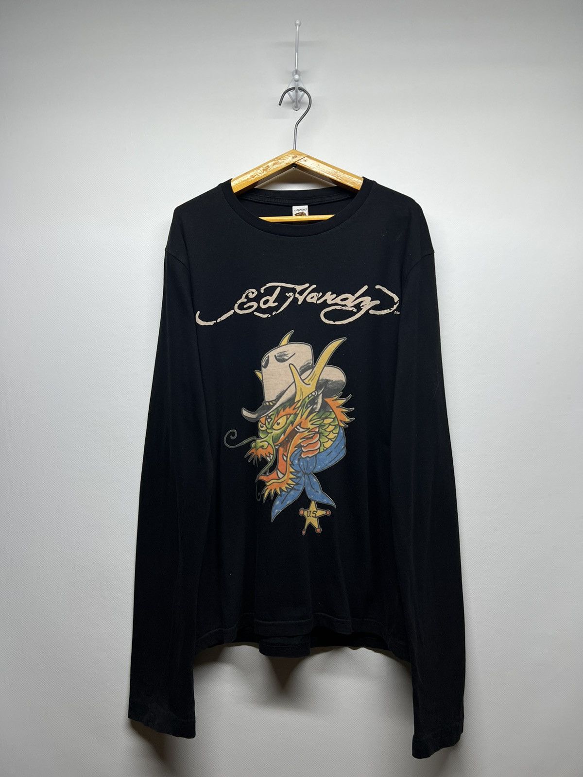 Christian Audigier × Ed Hardy × Vintage Vintage Y2k Ed Hardy Japan Dragon 🐉 Big Logo Long Sleeve 00s Size XL / US 12-14 / IT 48-50 - 3 Thumbnail