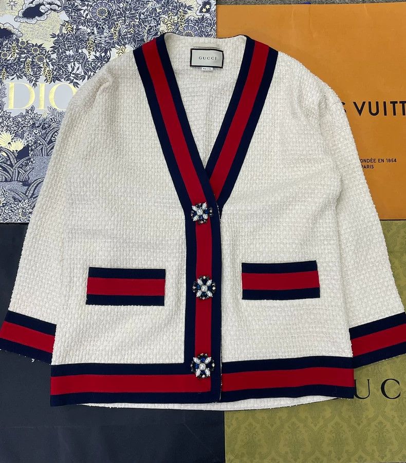 Gucci Gucci White Pearl Button Cardigan - dmc Size US M / EU 48-50 / 2 - 1 Thumbnail