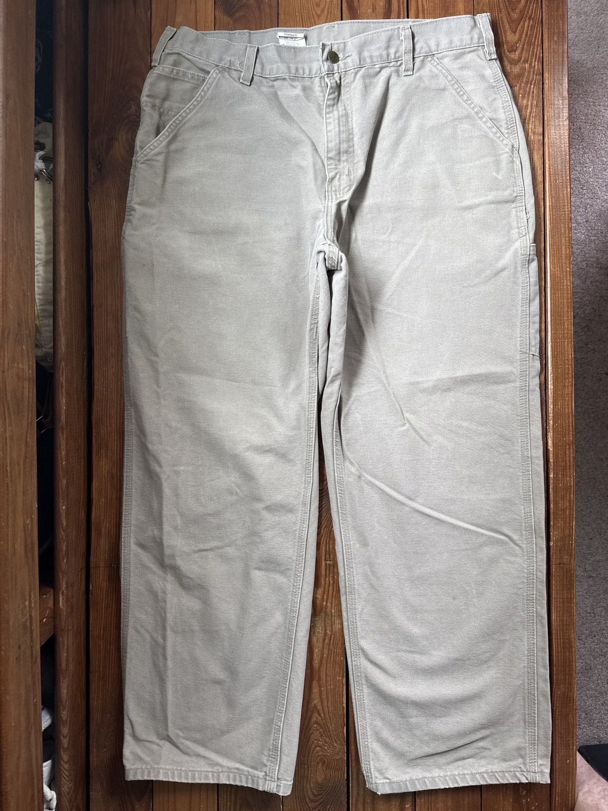 Carhartt Vintage 90s Carhartt Grey Carpenter Canvas Work Pants Size US 36 / EU 52 - 2 Thumbnail