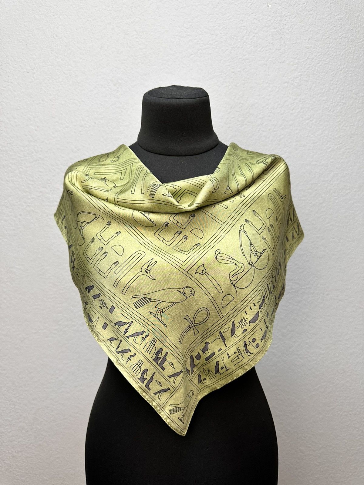 Made Japan Egyptian print silk scarf vintage museum piece