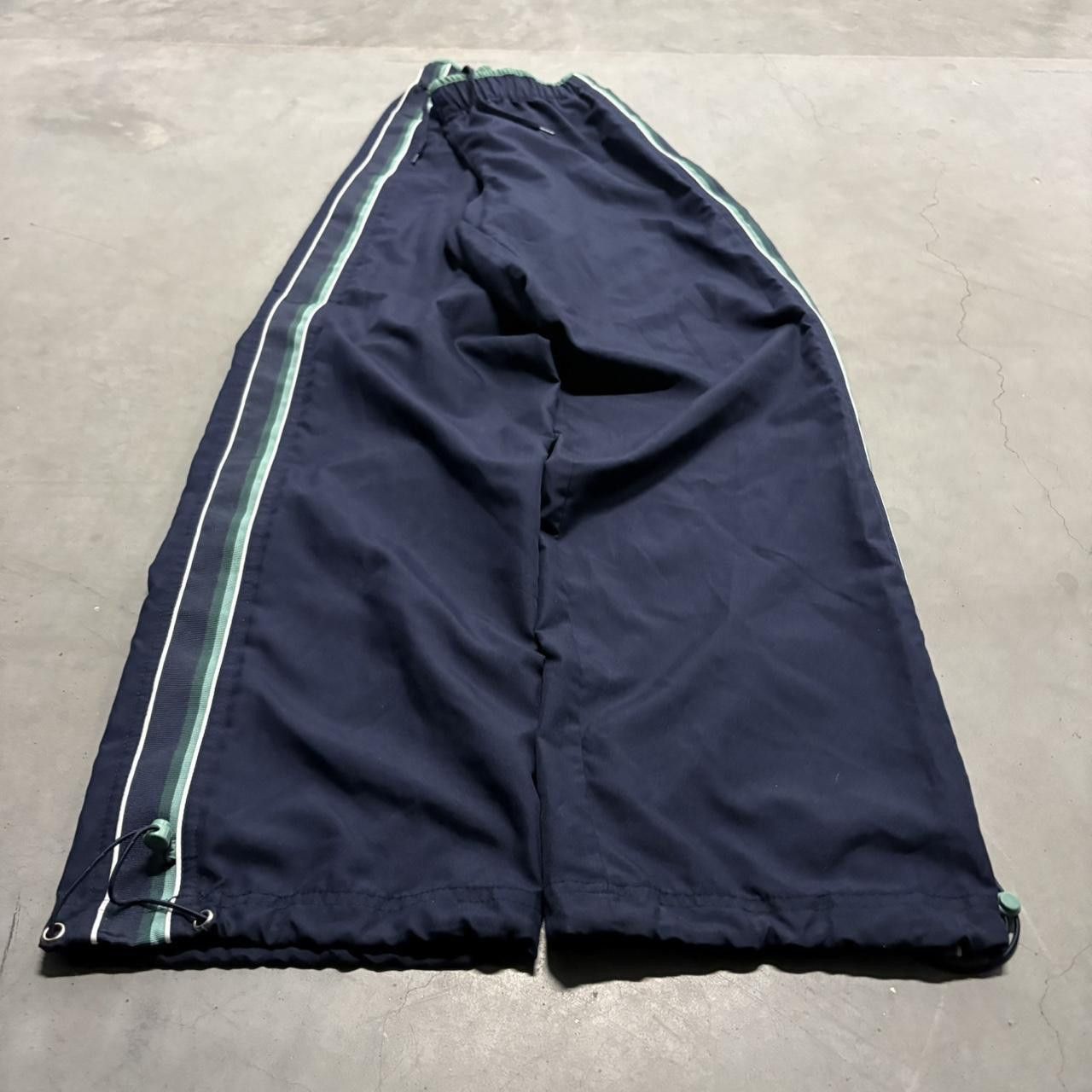 Vintage Crazy Vintage Y2K/2000s Baggy Navy Blue Striped Track pants with adjustable Waistband! Size US 32 / EU 48 - 2 Thumbnail