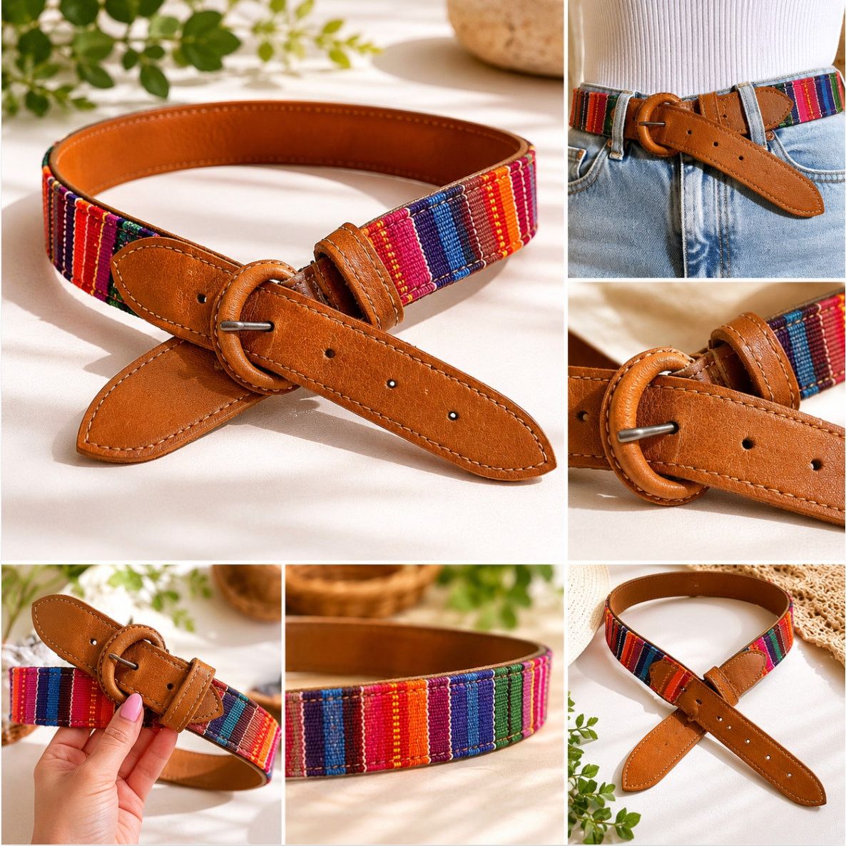 Other Colorful Woven Guatemalan S Concho Belt RainbowWoodstock Size ONE SIZE - 2 Thumbnail