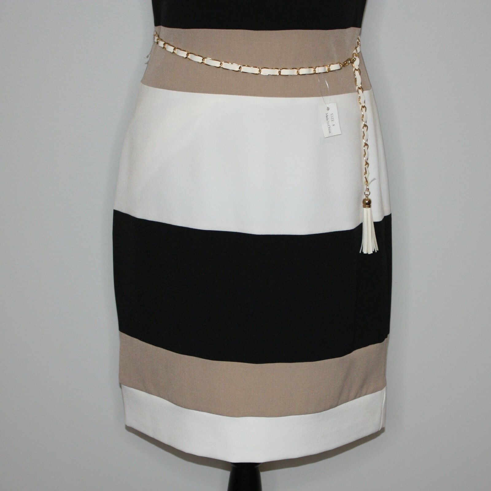 Other SD Collection Neutral Stretch Crepe Color Block Sheath Dress Size M / US 6-8 / IT 42-44 - 13 Thumbnail
