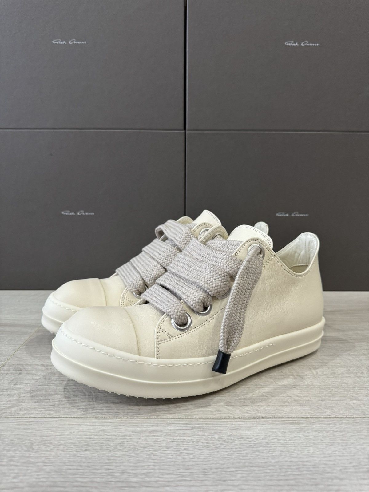 image of Rick Owens Ramone Jumbo Low Milk Shoes in White Milk, Men's (Size 10)