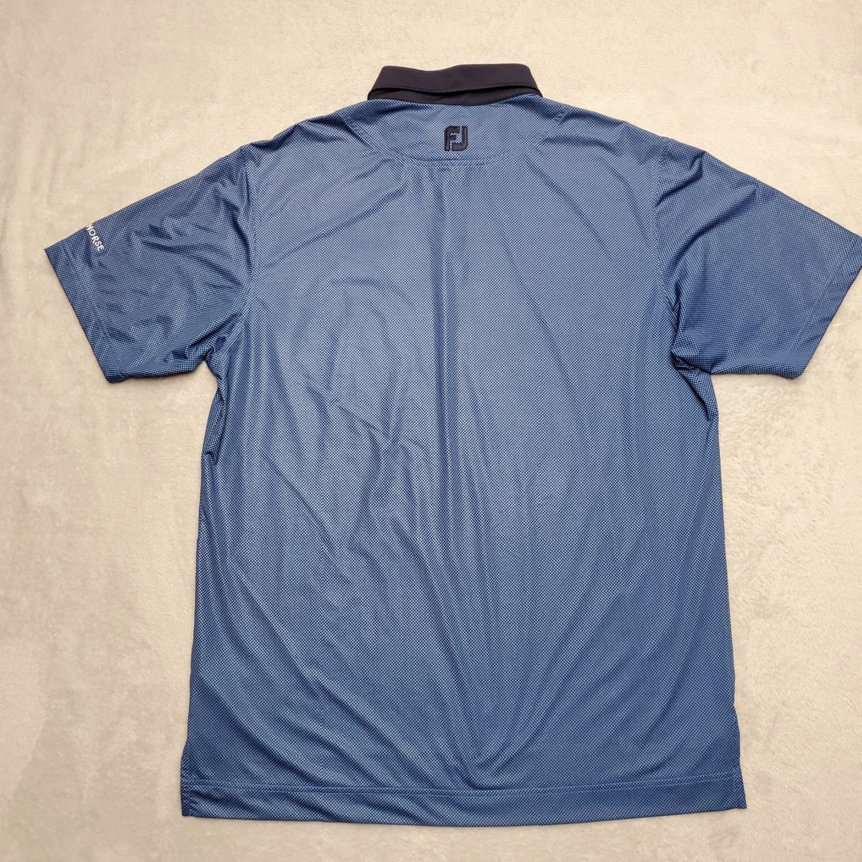 Footjoy FootJoy Polo Shirt Men L Blue Micro Check Polyester Stretch Golf Performance Size US L / EU 52-54 / 3 - 6 Thumbnail