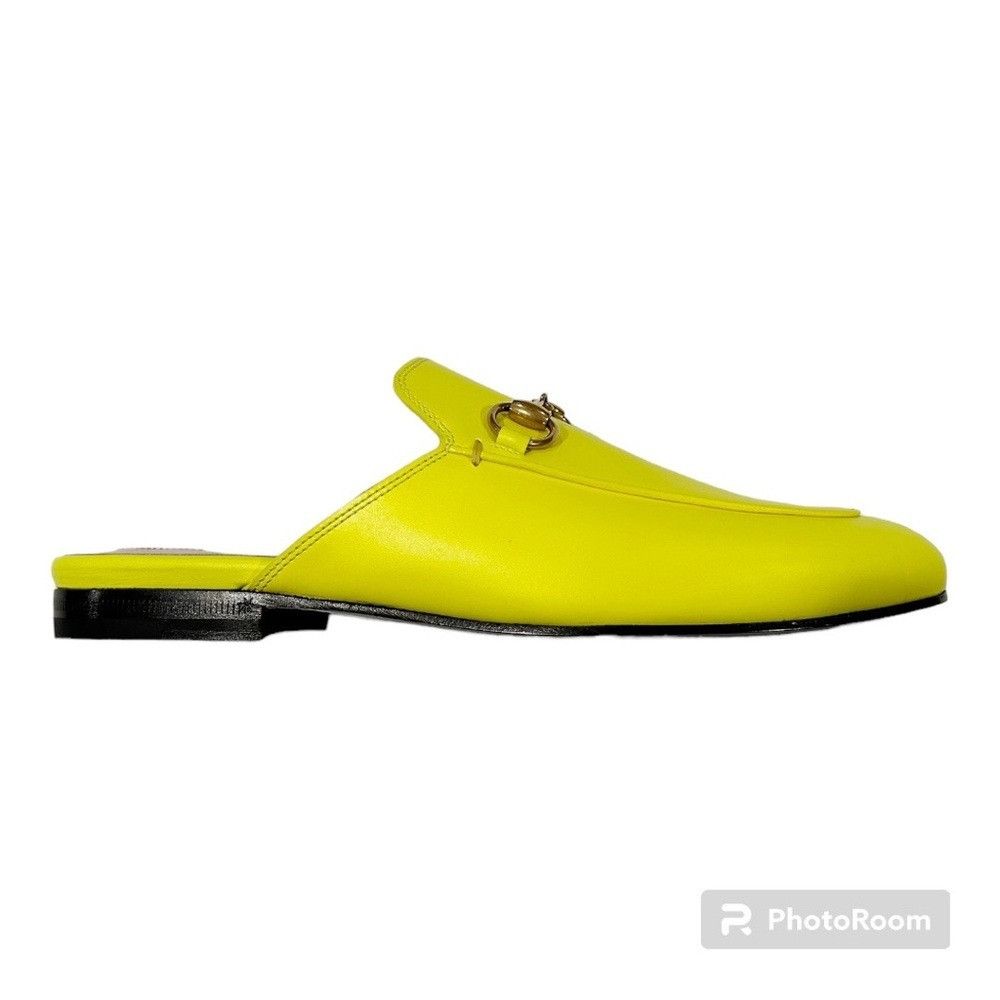Gucci NIB Gucci Princetown Neon Yellow Horsebit Loafer Mule Slides Size US 5 / IT 35 - 5 Thumbnail