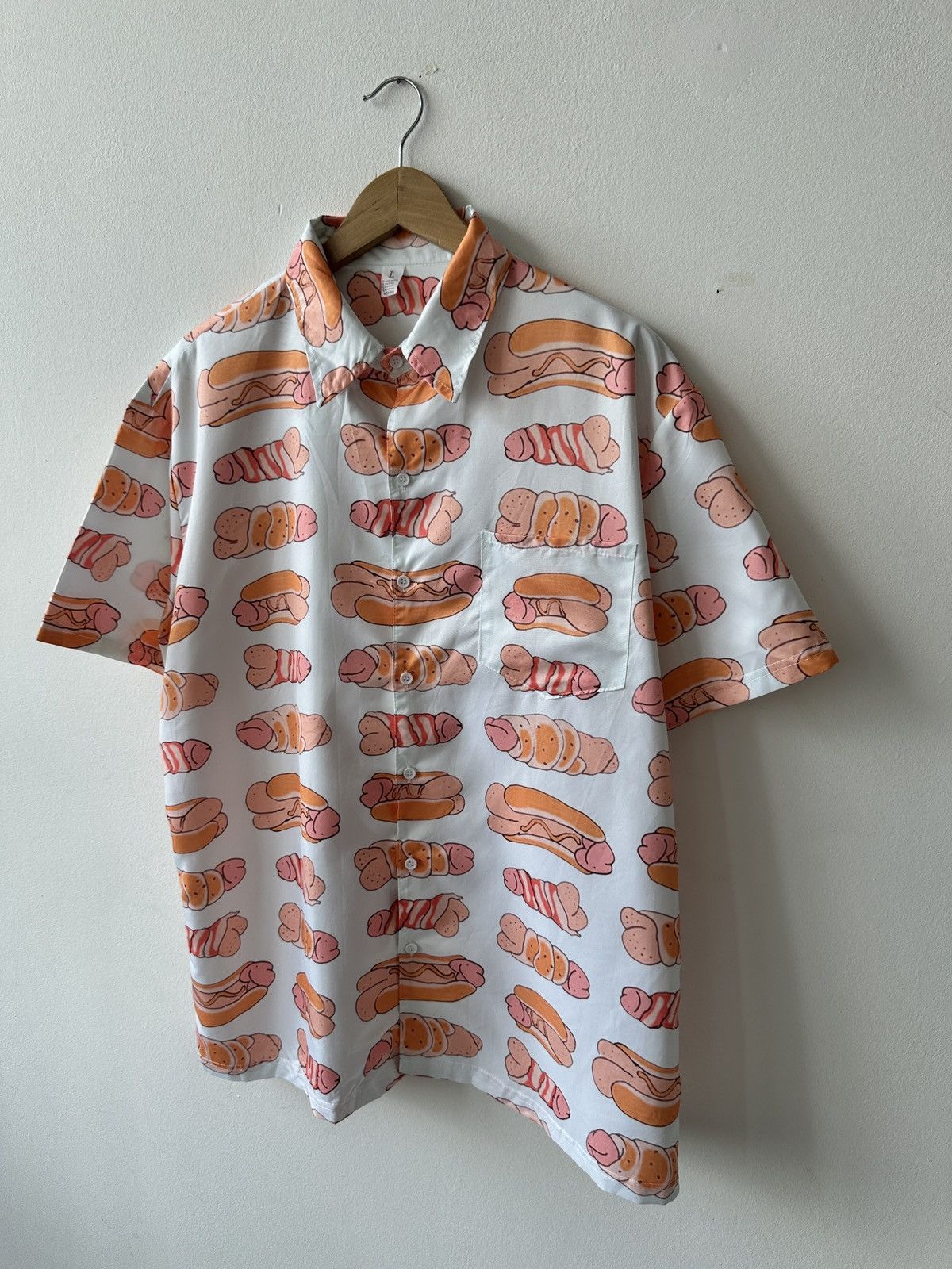 Japanese Brand Happy Dick Sweet Bacon Wrapped Hawaiian Funny Shirt Size US L / EU 52-54 / 3 - 4 Thumbnail
