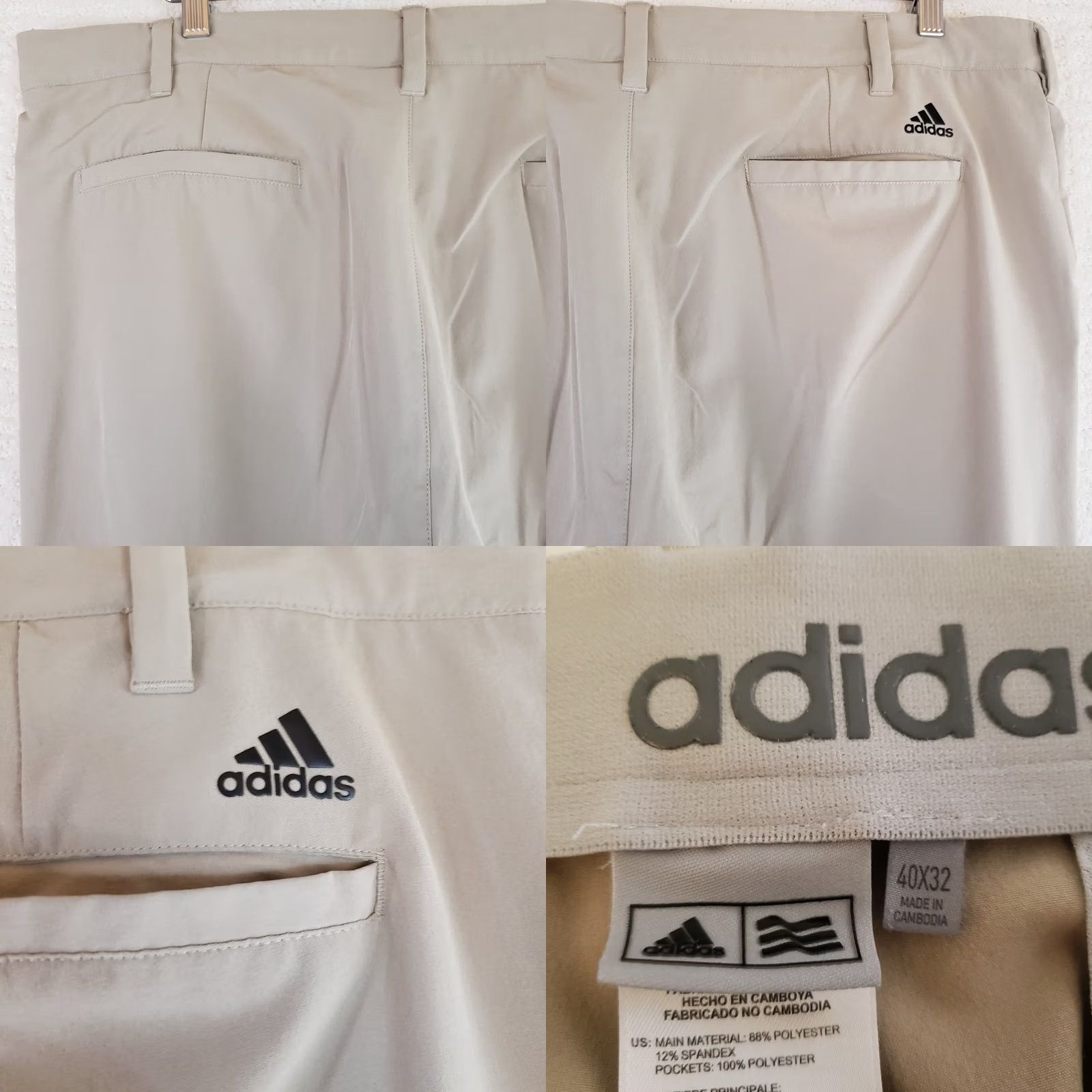 Adidas Adidas Golf Pants Mens 40x32 Khaki Beige Stretch Breathable Flex Chino Straight Pocket Logo 40 32 Regular Mens Size US 40 / EU 56 - 9 Thumbnail