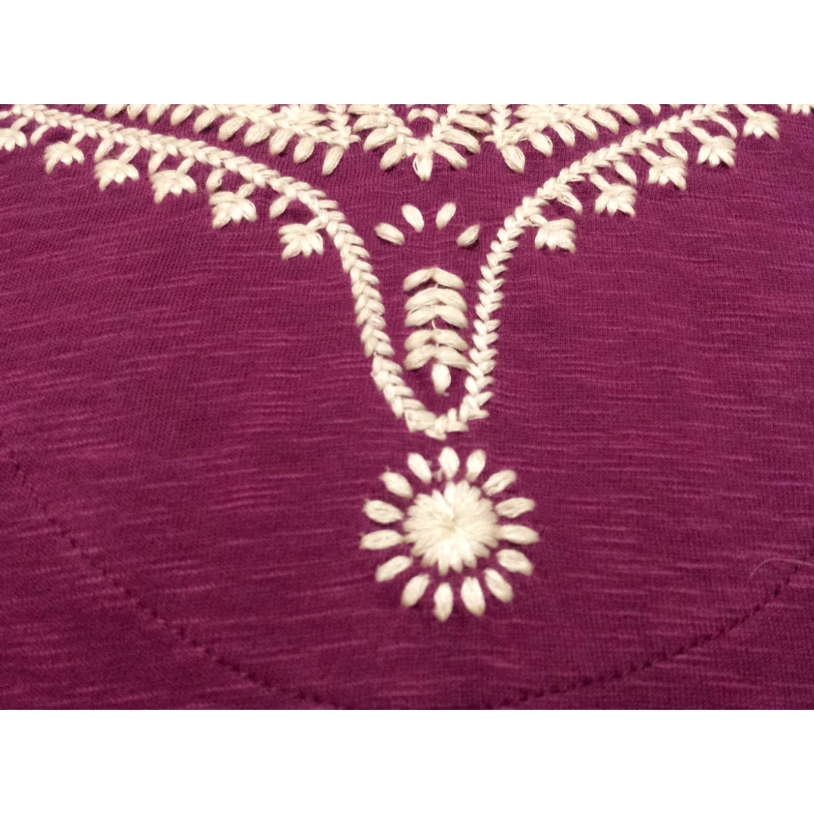 Soft Surroundings **Womens 3/4 Sleeve Solid Purple V-Neck Cotton Shirt** User: **Womens Solid Purple 3/4 Sleeve V-Neck Cotton Shirt** Size S / US 4 / IT 40 - 4 Thumbnail