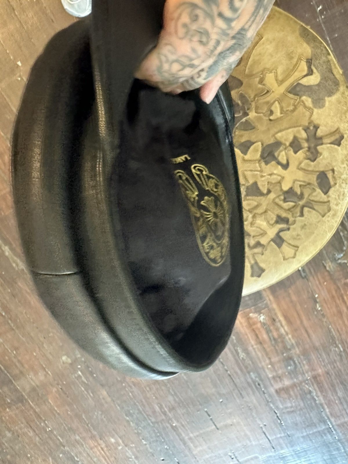 Chrome Hearts Chrome Hearts PERFECT NEW Black Leather Sailor Hat Size ONE SIZE - 5 Thumbnail