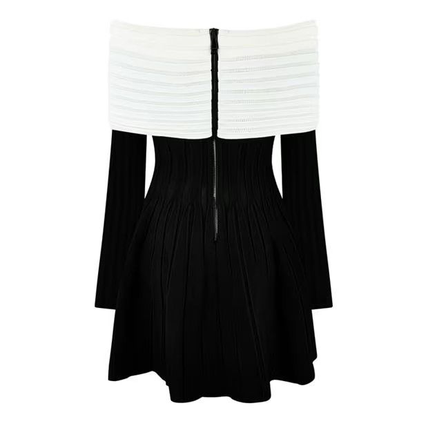 Balmain o1g2r1mq0924 Mini Dress in Black & Cream Size S / US 4 / IT 40 - 2 Thumbnail