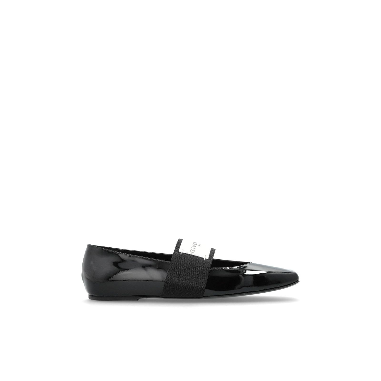 GIVENCHY Squared Black Patent Leather Ballerina Flats New &