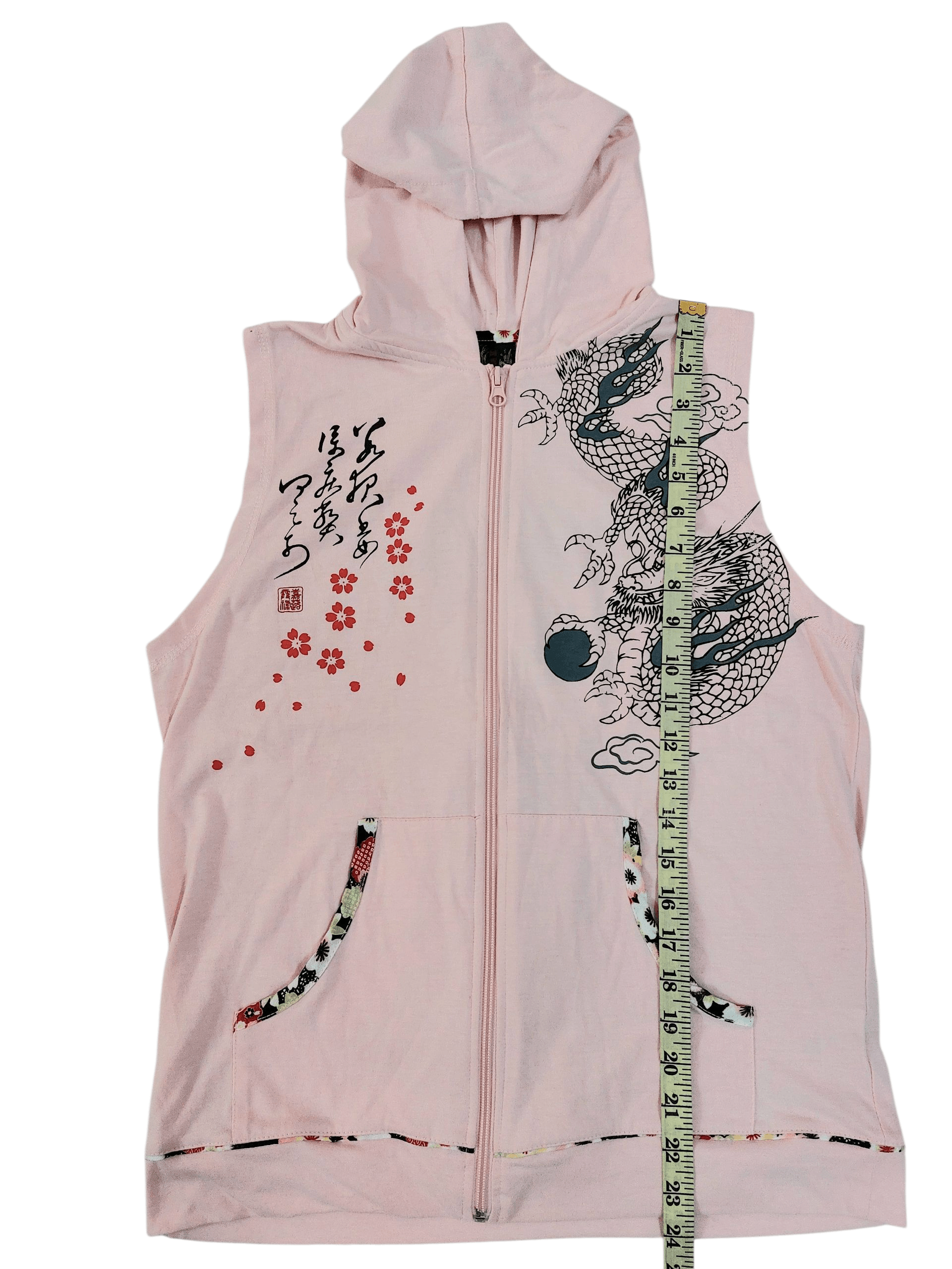 Dragonfly Sleeveless Hoodies Punk Sukajan Sakura Dragon Printed Size US M / EU 48-50 / 2 - 16 Thumbnail